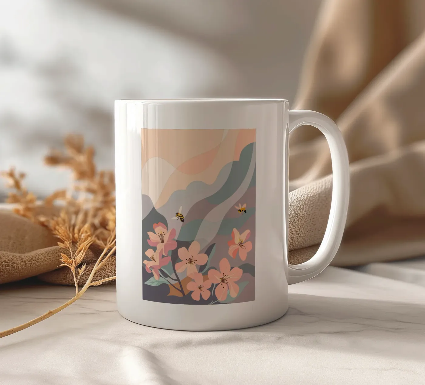 Fiori e api tazza in ceramica da HAPPY SHOP