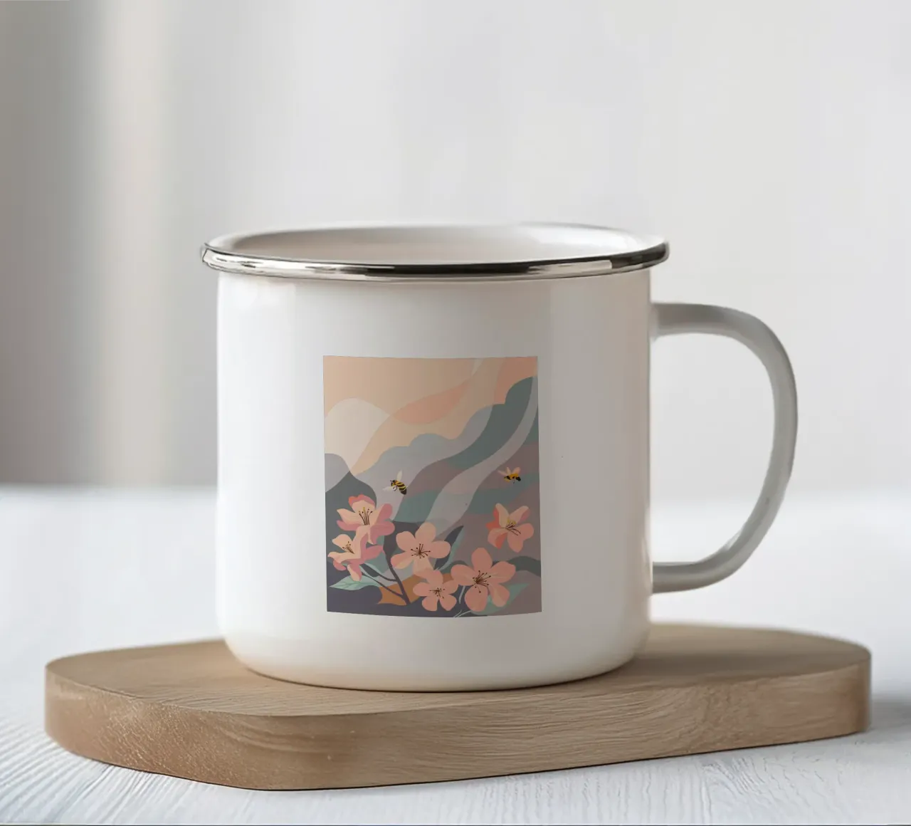 Fiori e api tazza in smalto da HAPPY SHOP