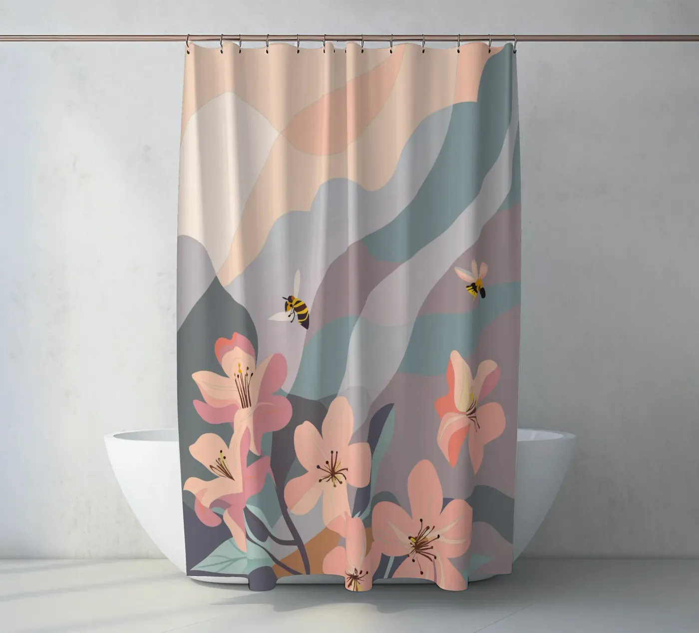 Fiori e api tenda da doccia da HAPPY SHOP