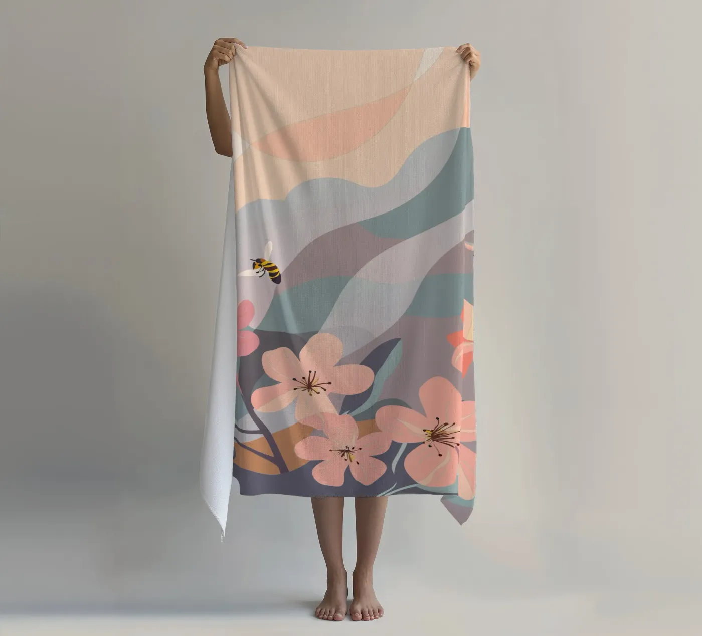 Fiori e api telo mare da HAPPY SHOP