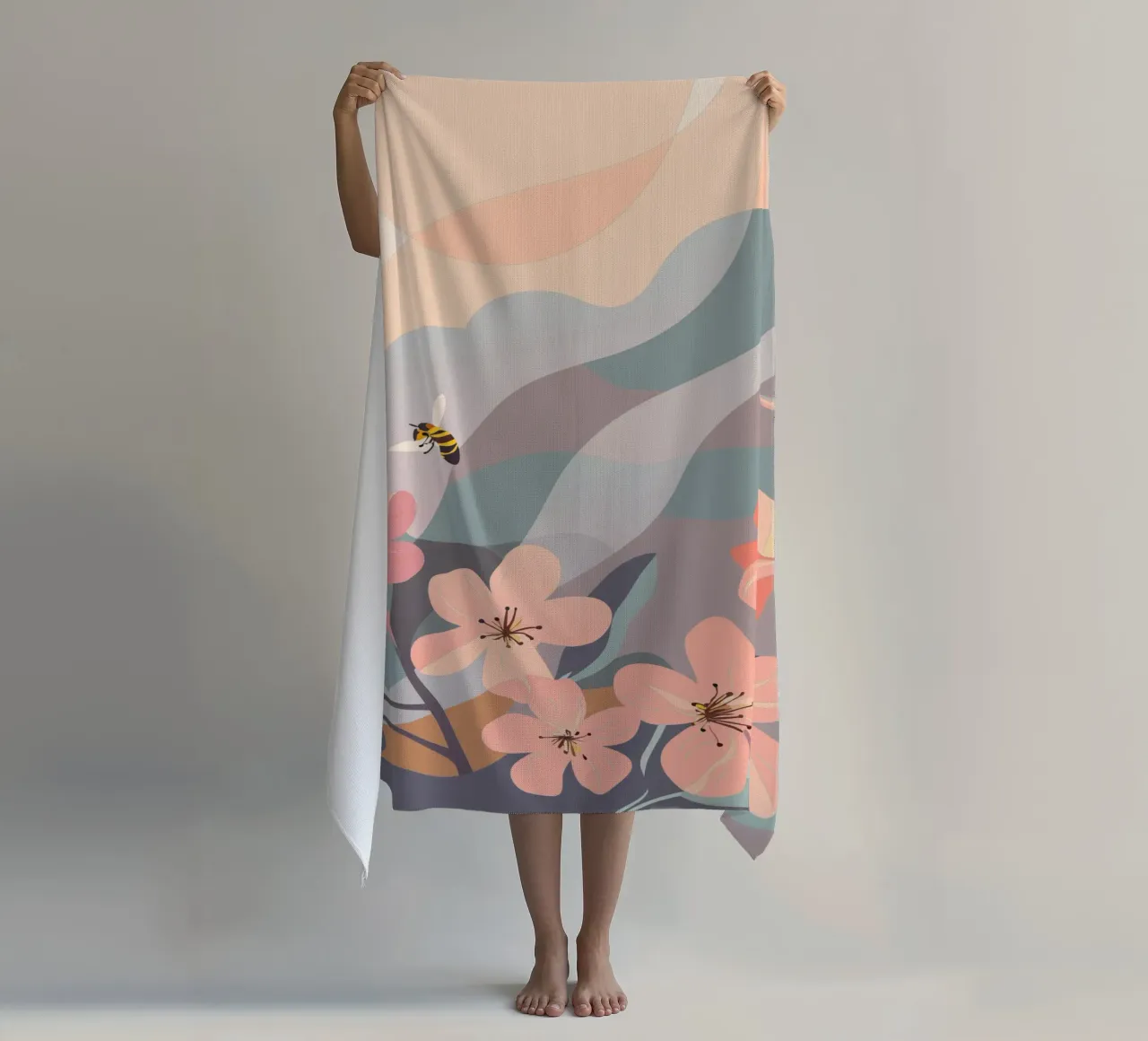 Fiori e api telo mare da HAPPY SHOP