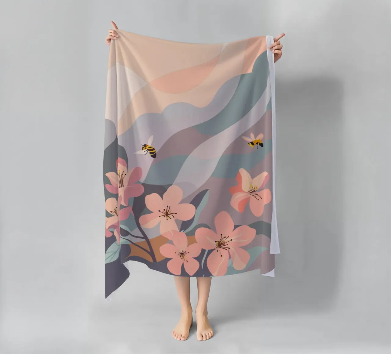 Fiori e api telo mare da HAPPY SHOP