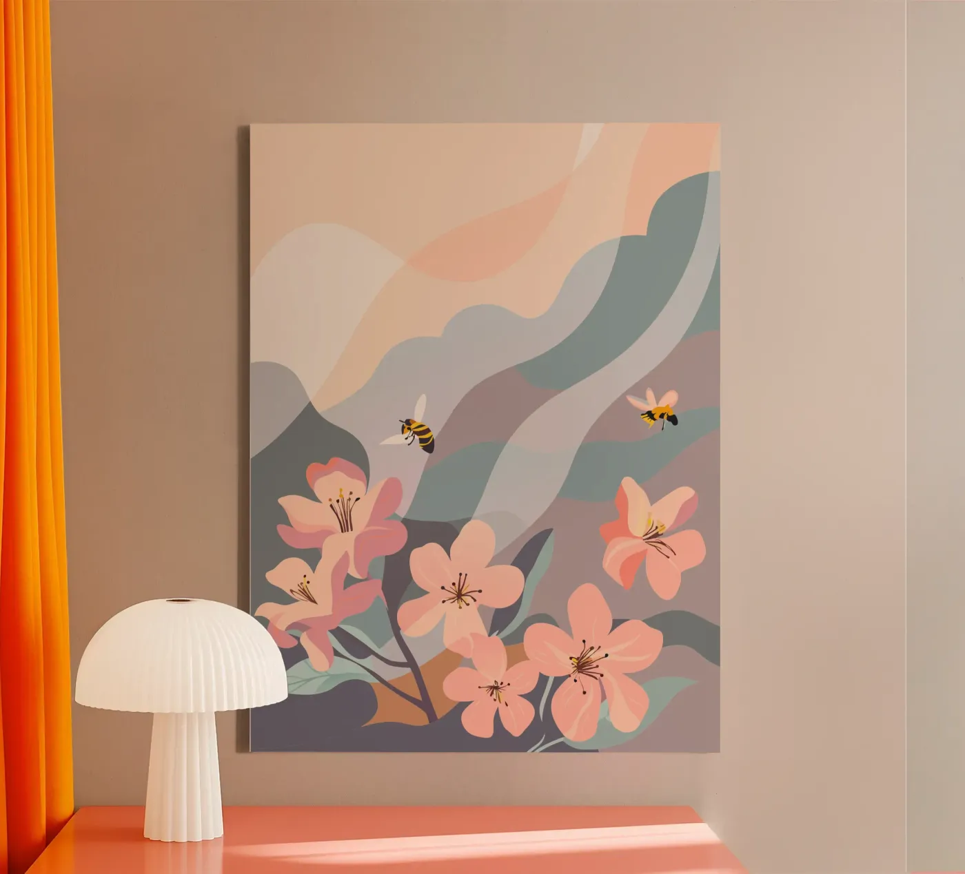 Fiori e api tela da HAPPY SHOP