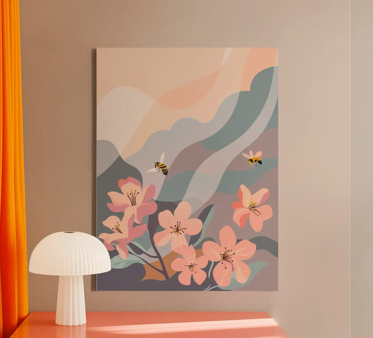 Fiori e api tela da HAPPY SHOP