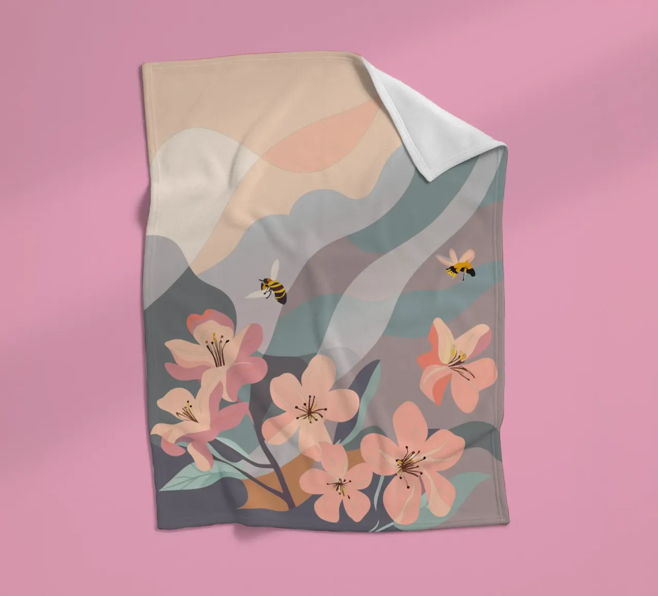 Flowers and Bees coperta in pile da HAPPY SHOP