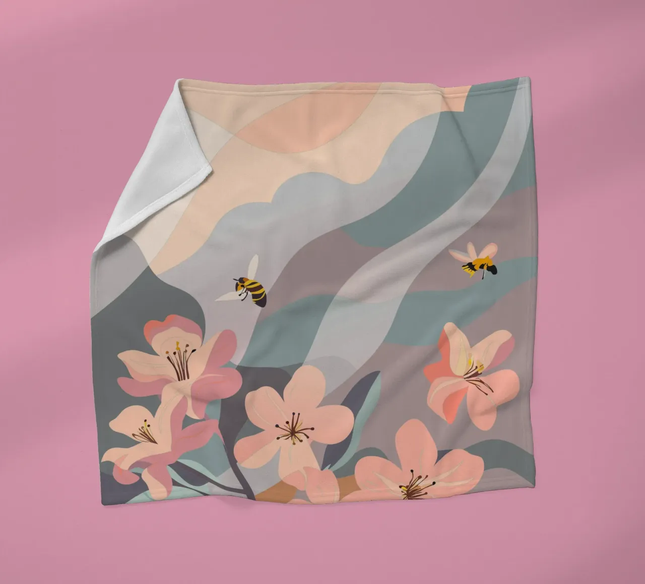 Flowers and Bees coperta in pile da HAPPY SHOP