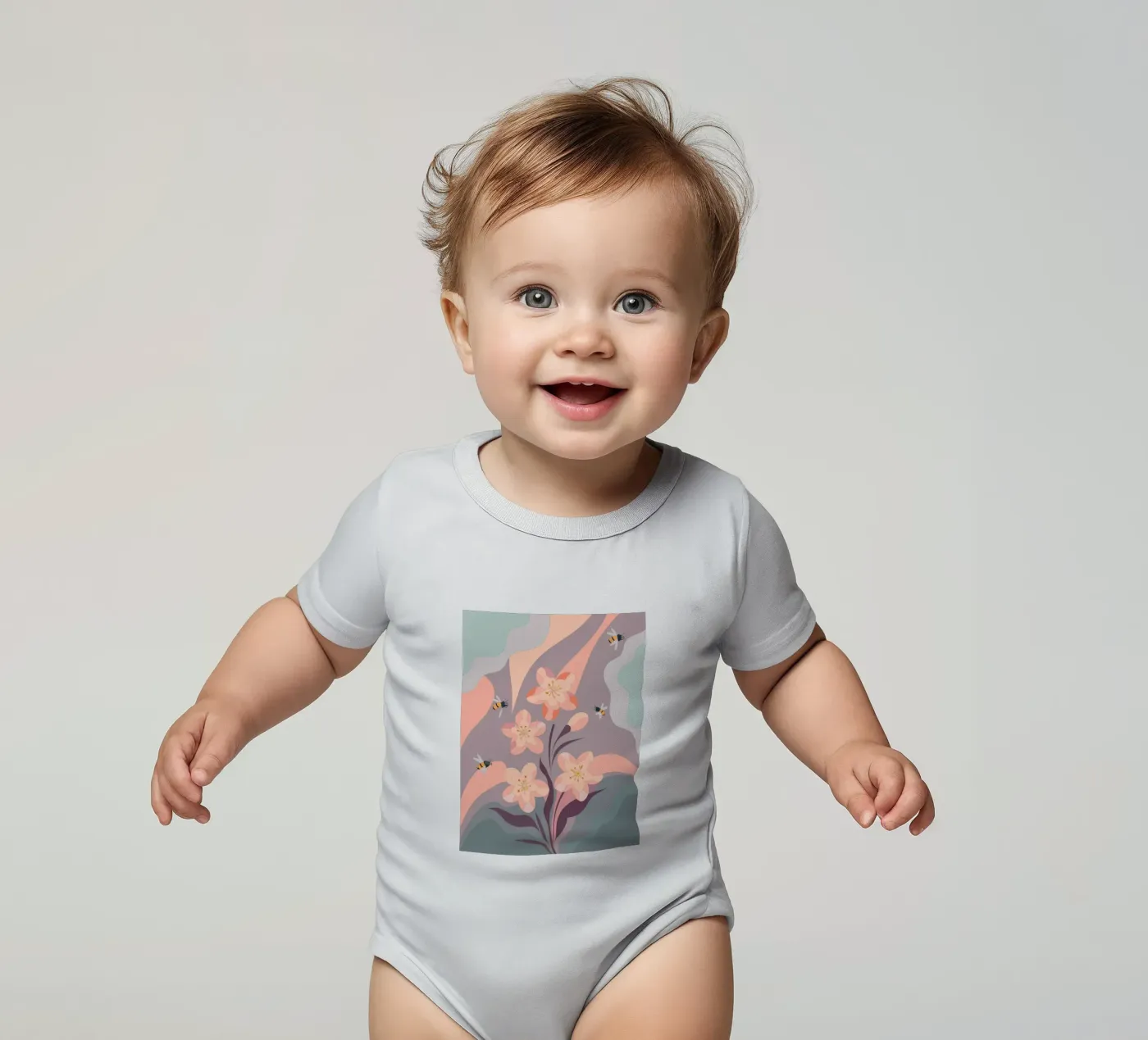 Fiori e api body neonato maniche corte da HAPPY SHOP