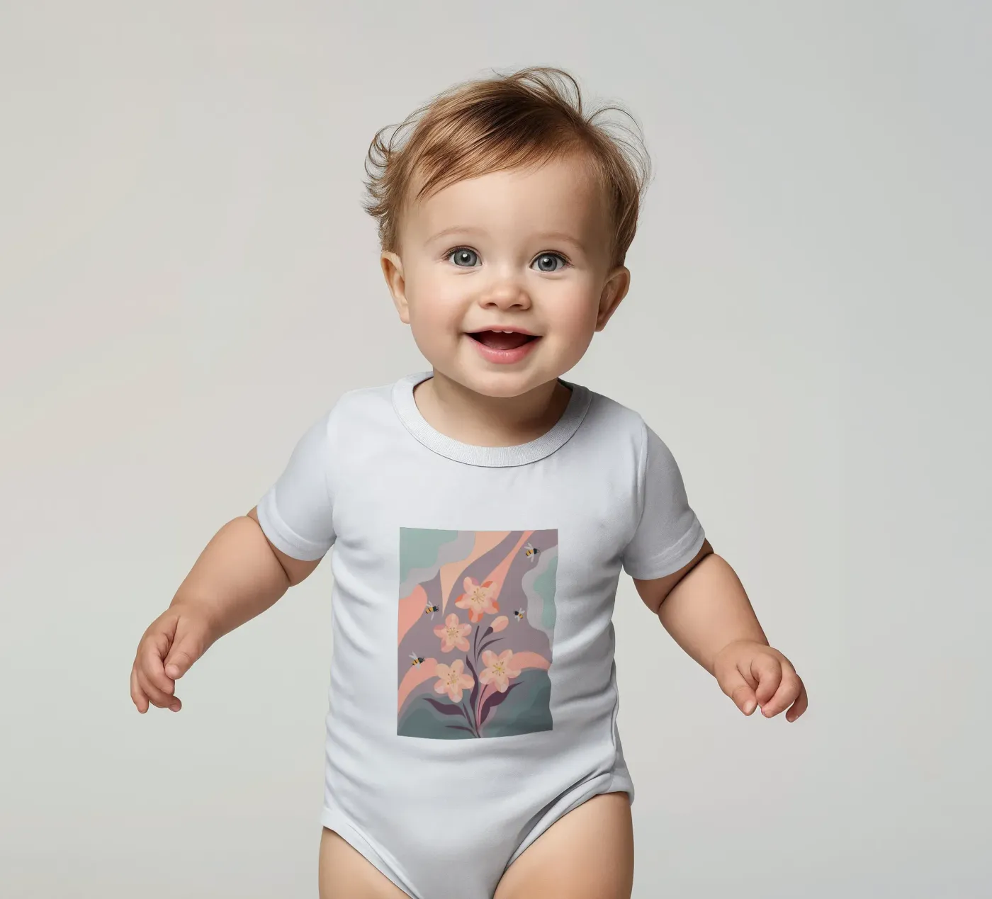 Fiori e api body neonato maniche corte da HAPPY SHOP