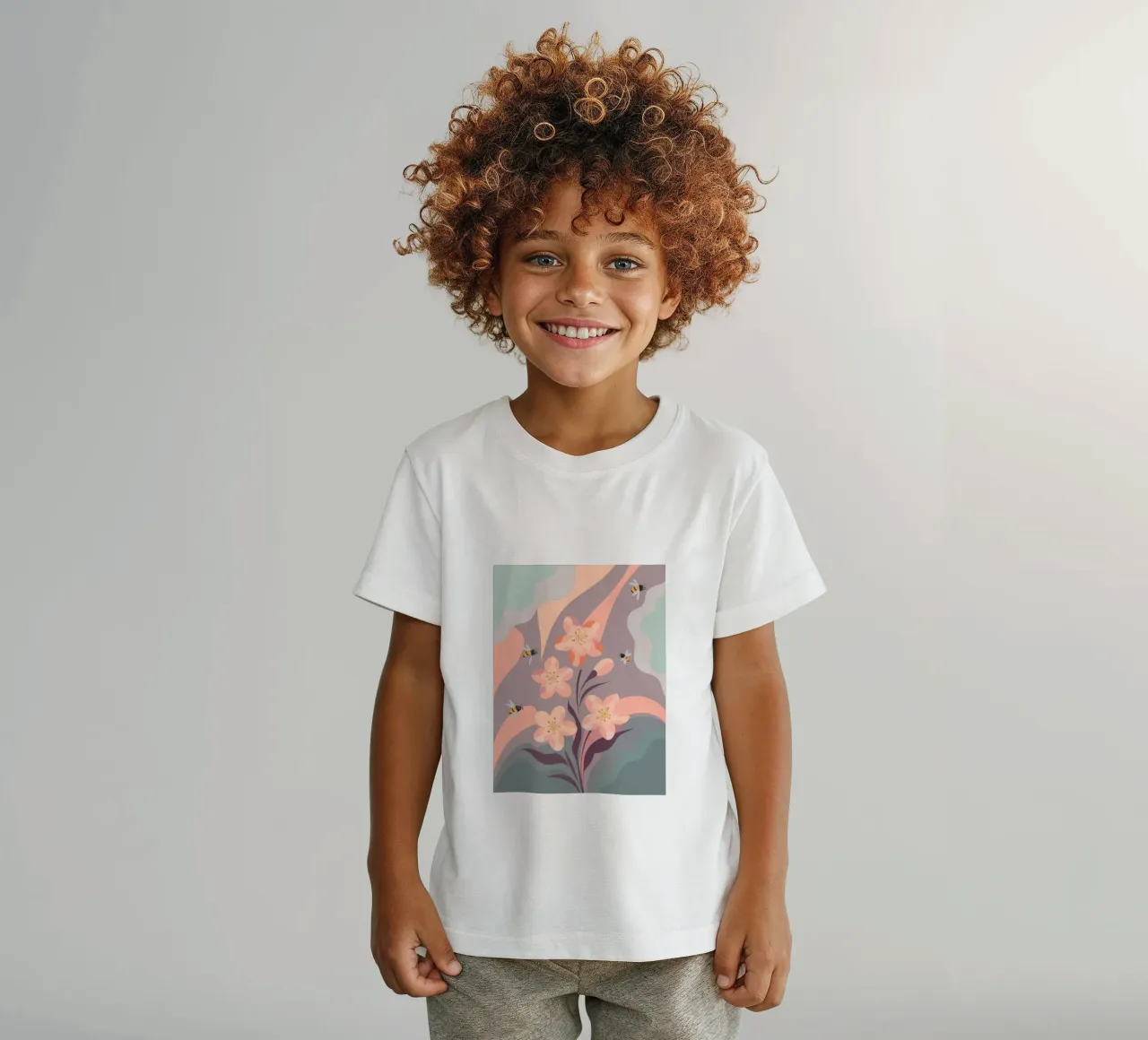 Bloemen en bijen kinder t-shirt van HAPPY SHOP