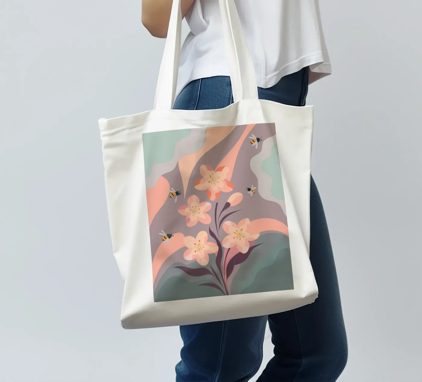 Fiori e api borsa in juta da HAPPY SHOP