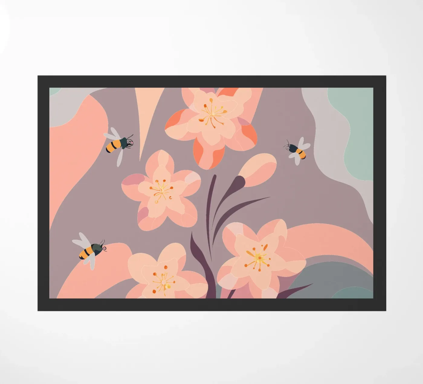 Flowers and Bees Fußmatte von HAPPY SHOP