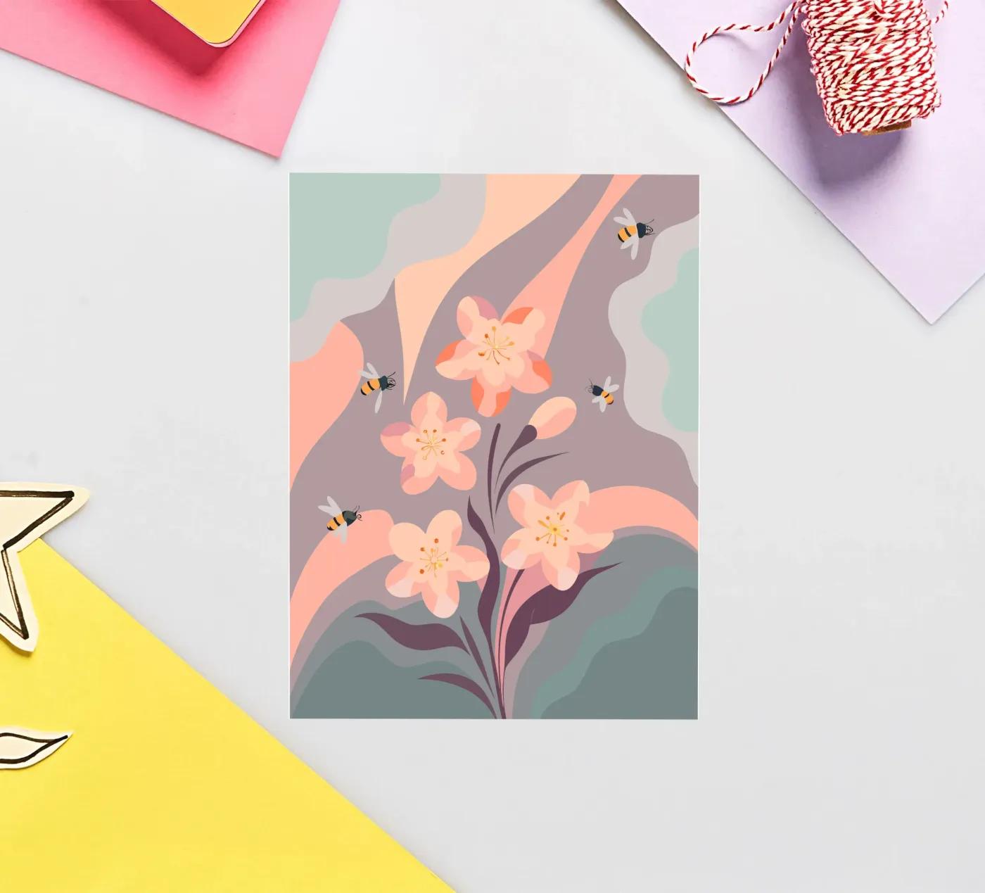 Fiori e api adesivo da HAPPY SHOP