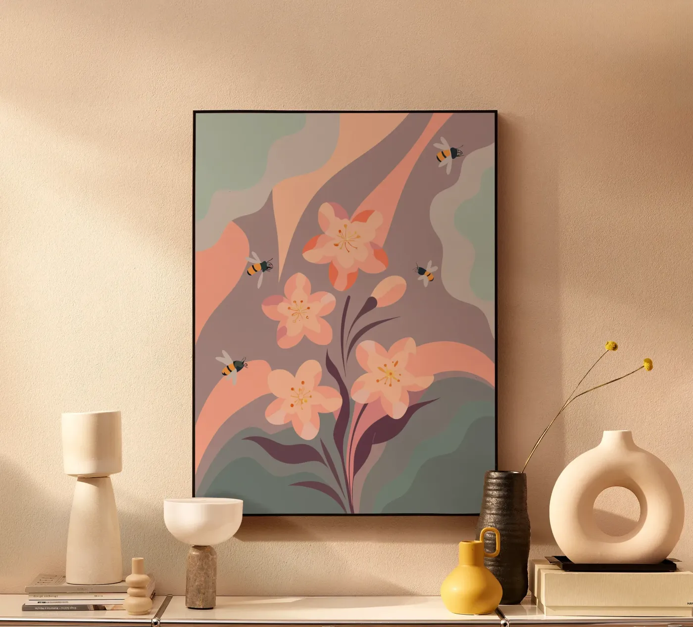 Flowers and Bees aluminium-dibond van HAPPY SHOP