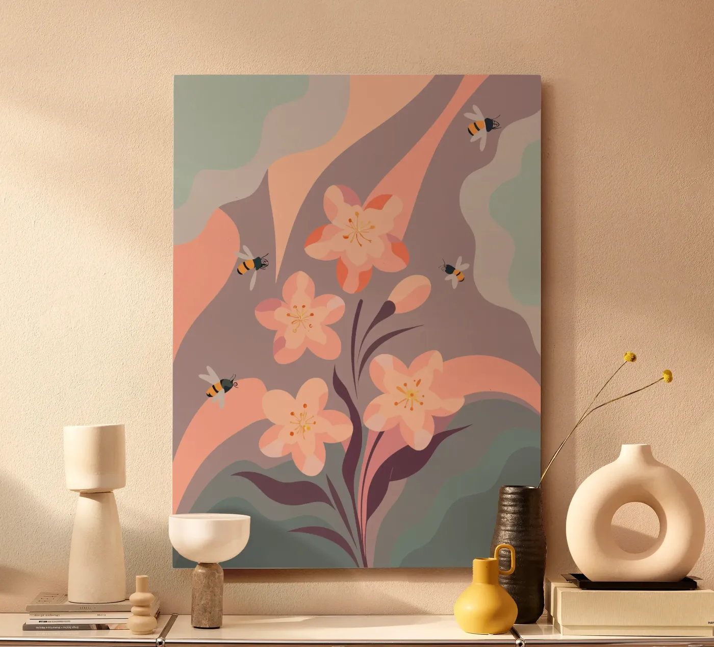 Flowers and Bees aluminium-dibond van HAPPY SHOP