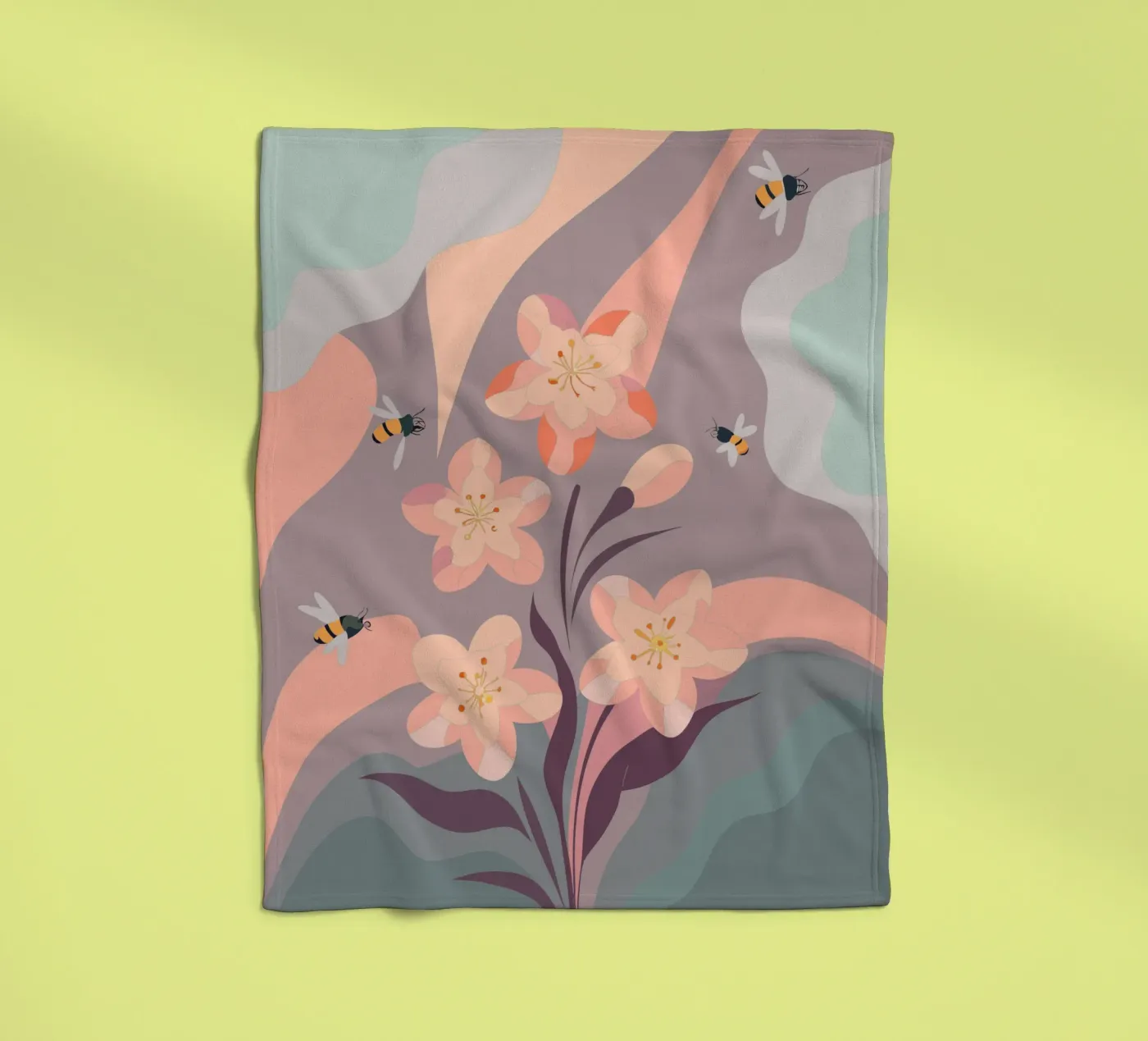 Fiori e api coperta in pile da HAPPY SHOP