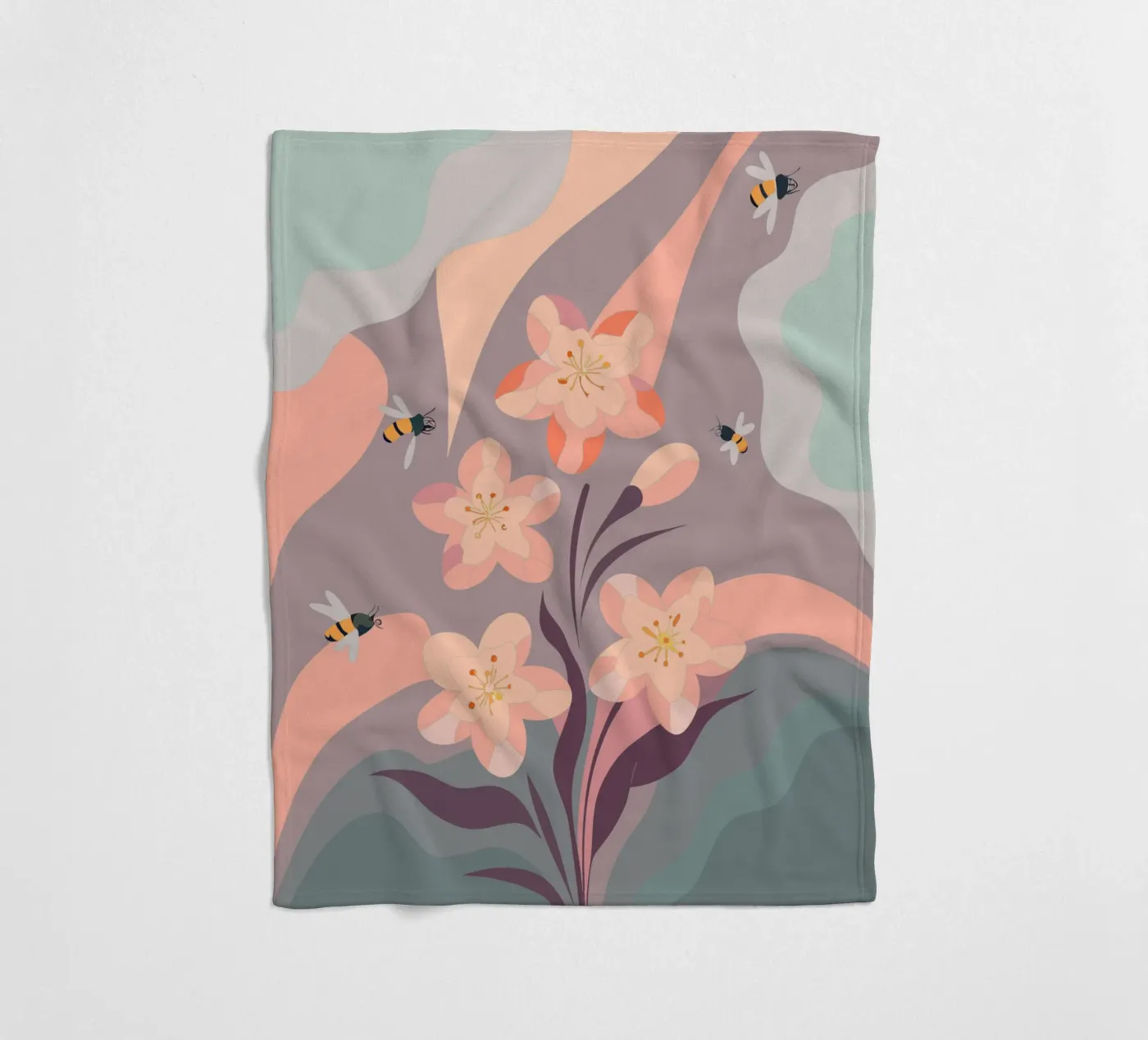 Fiori e api coperta in pile da HAPPY SHOP