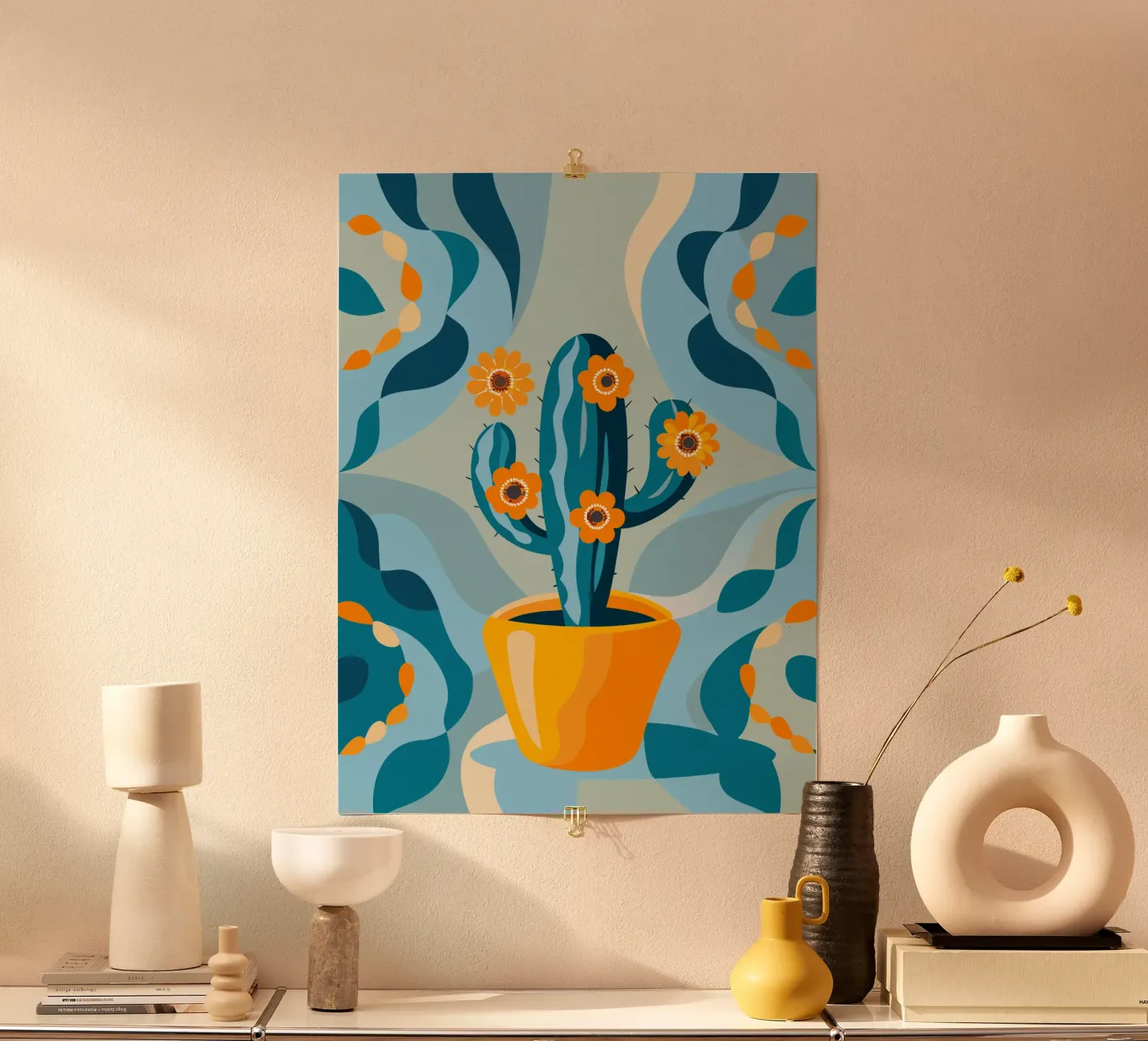 Cactus Vase poster van HAPPY SHOP