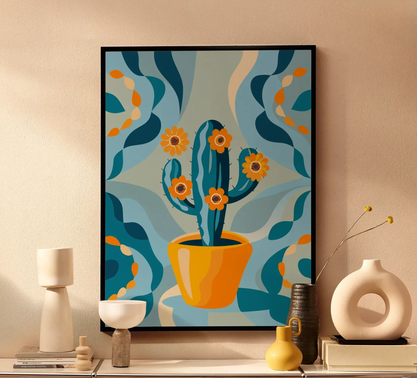 Cactus Vase poster van HAPPY SHOP
