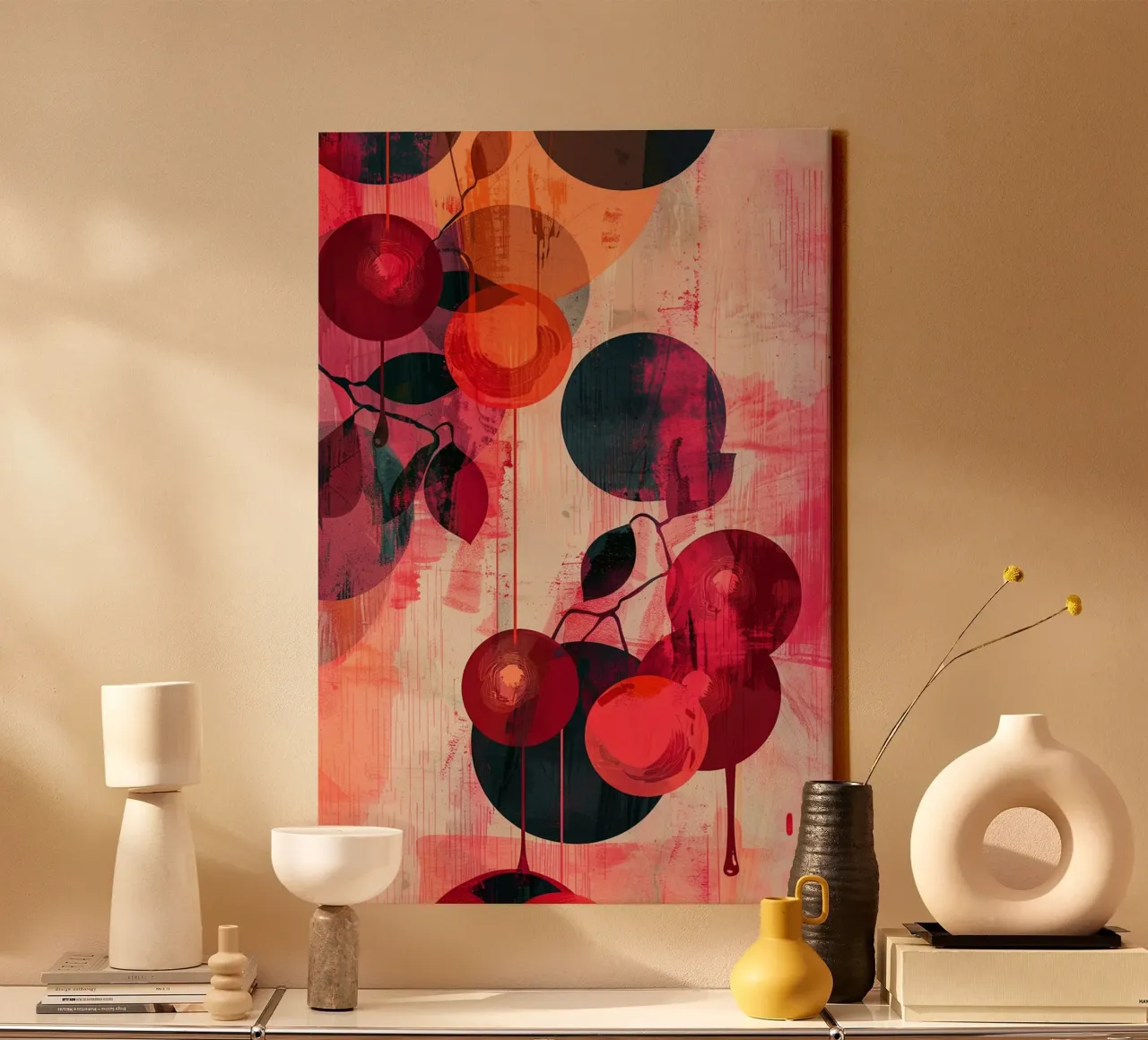 Cherry Drift tela con Cornice a cassetta da Mosaic Dialogue