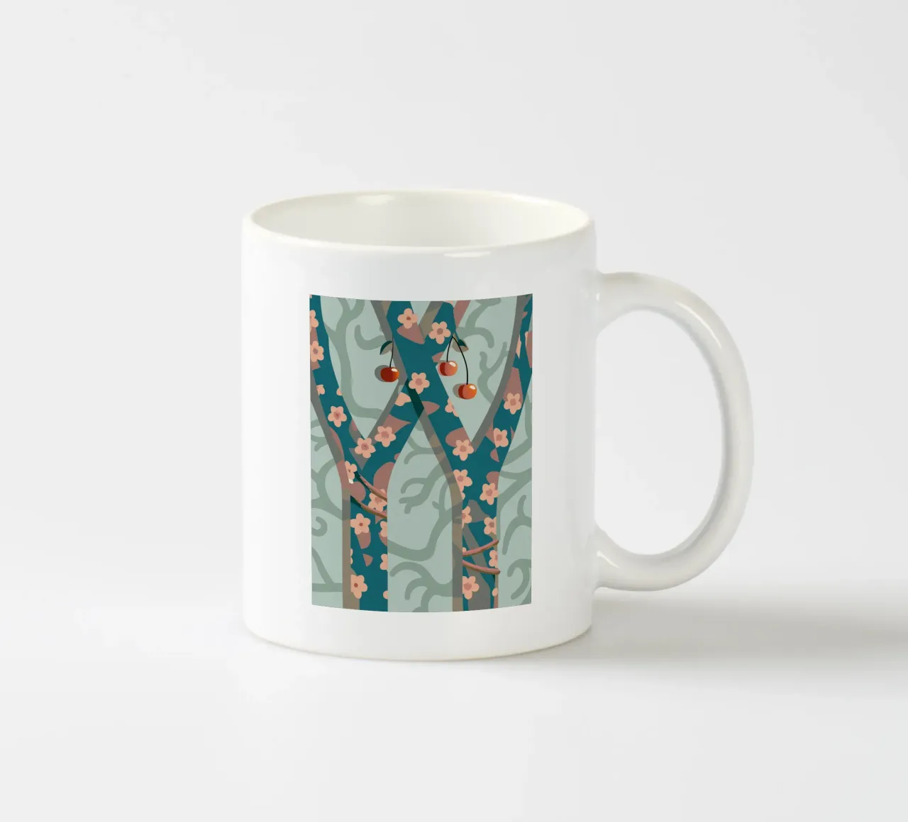 Cherry tree ceramic mug by HAPPY SHOP