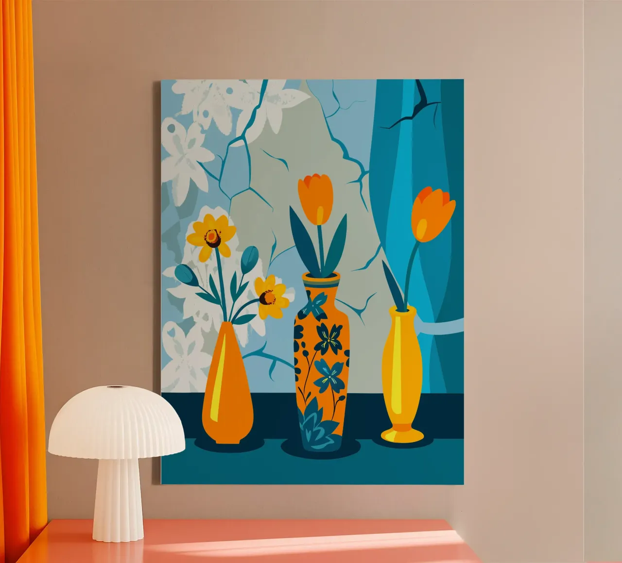 Tre vasi di fiori tela con Cornice a cassetta da HAPPY SHOP