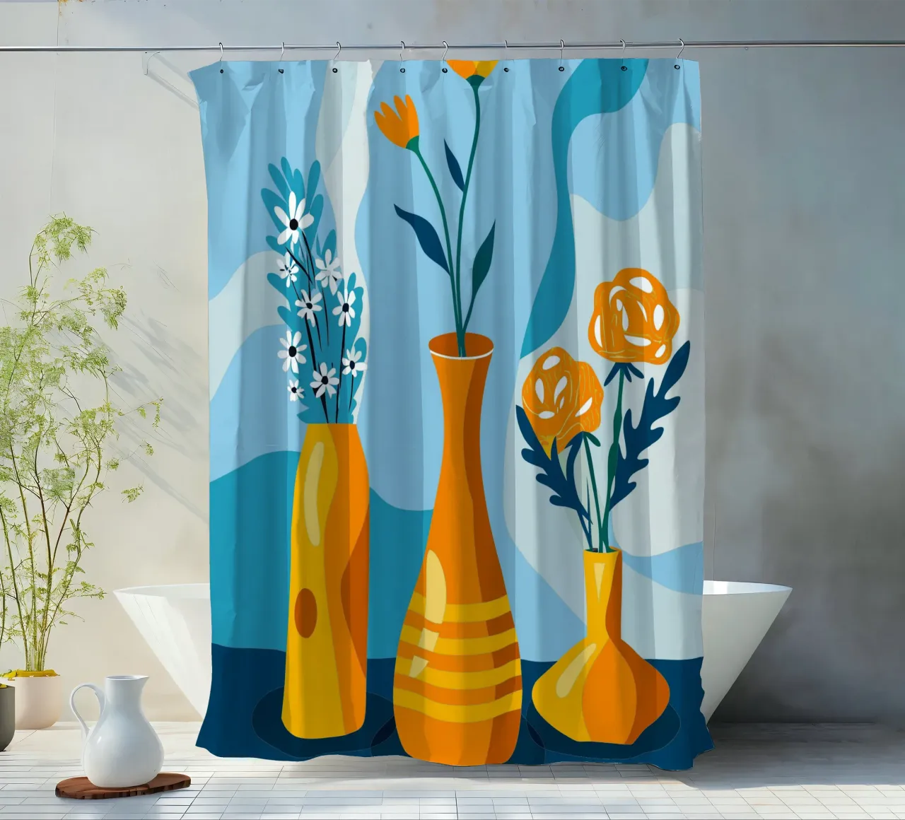 Tre vasi di fiori tenda da doccia da HAPPY SHOP