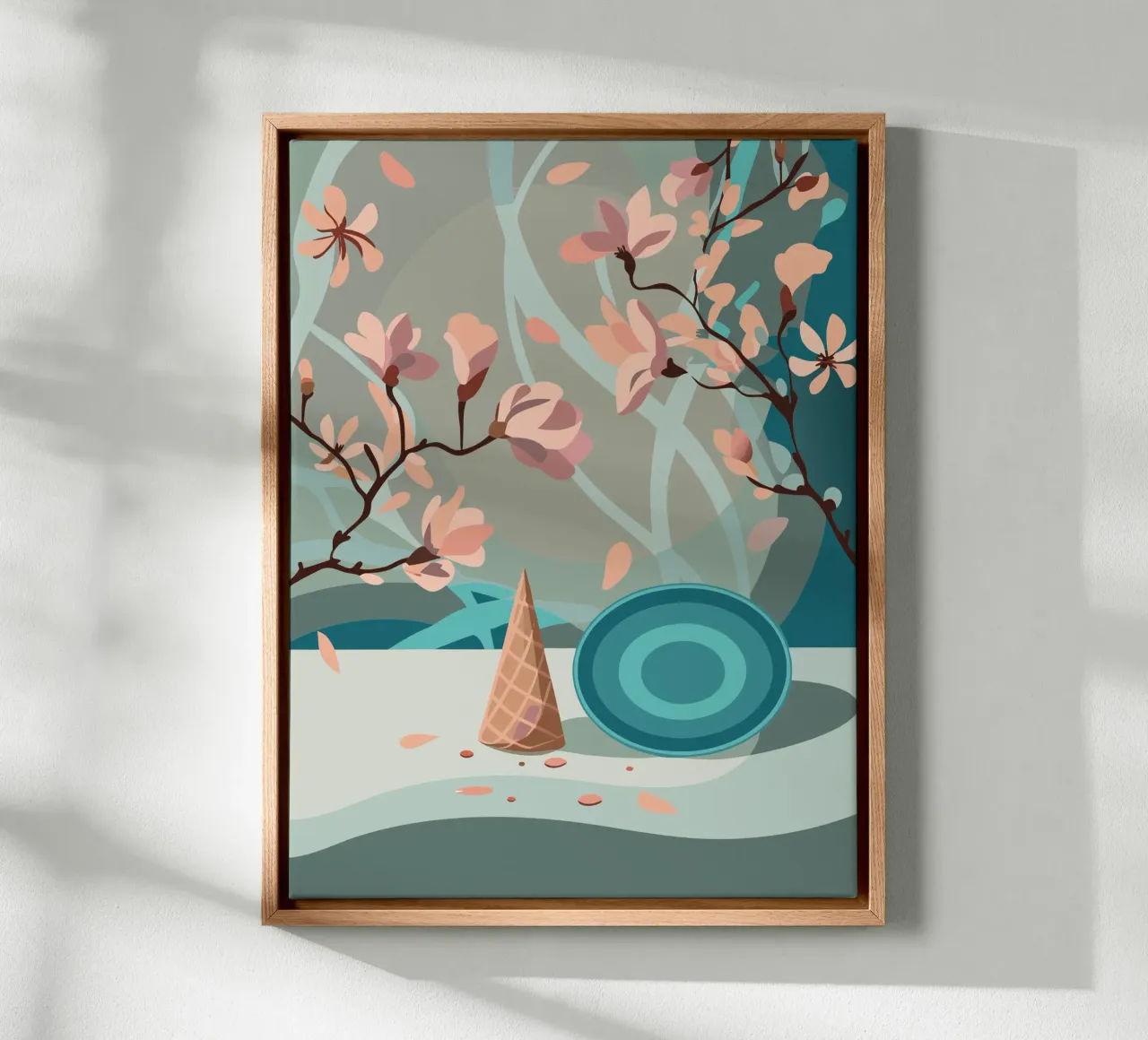 Ramoscello di fiori tela con Cornice a cassetta da HAPPY SHOP