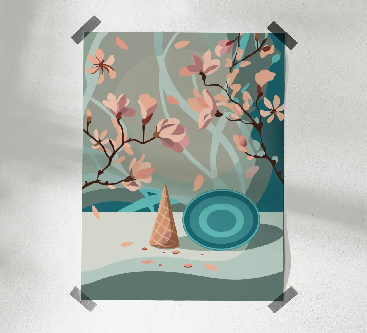 Ramoscello di fiori poster con telaio in alluminio da HAPPY SHOP
