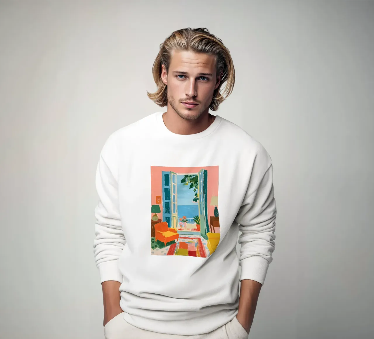 Mediterranean view of the sea sweatshirt by Carinaprint