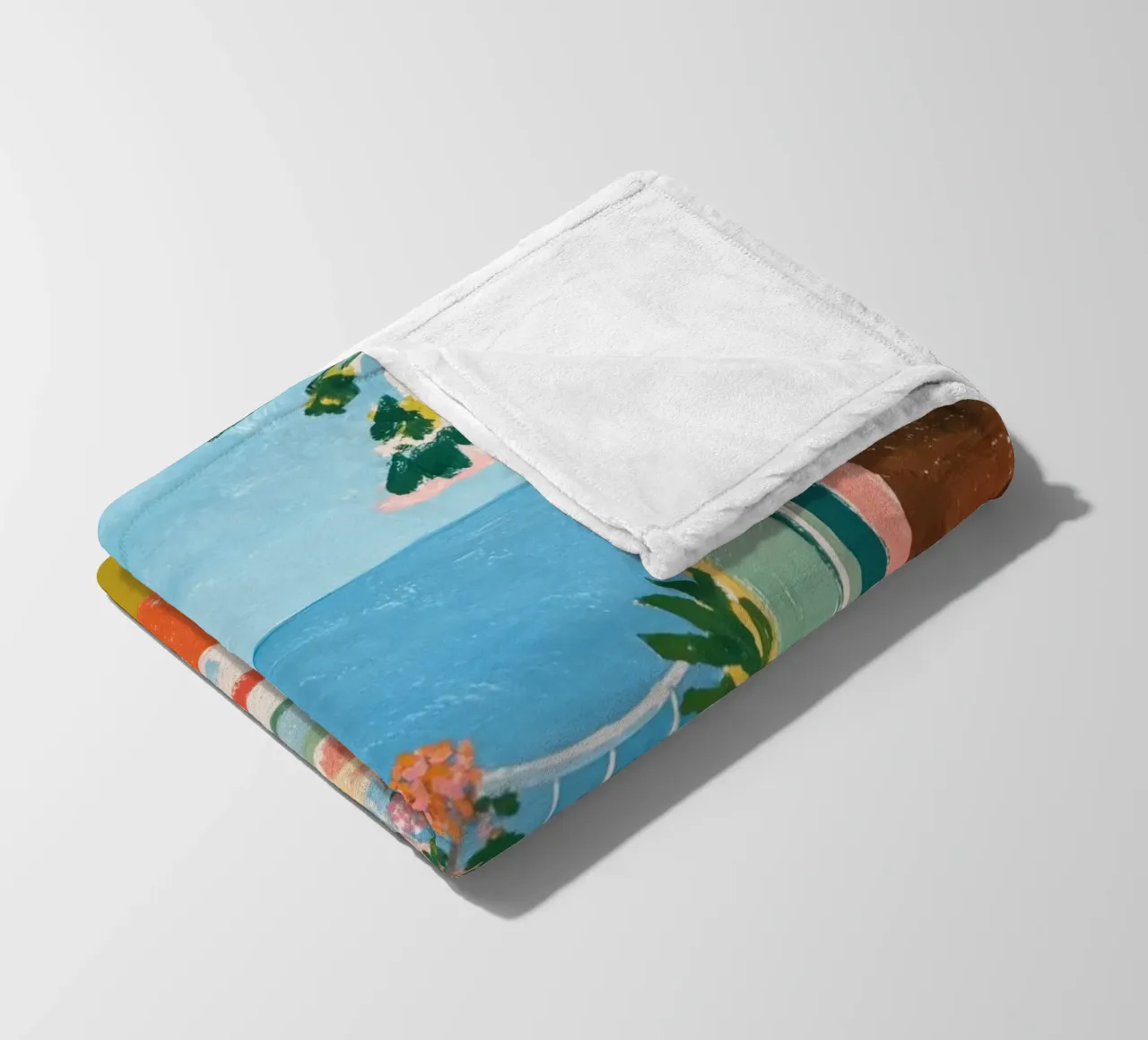 Mediterranean view of the sea fleece blanket by Carinaprint