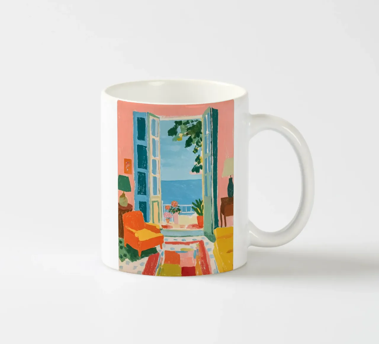 Mediterranean view of the sea ceramic mug by Carinaprint