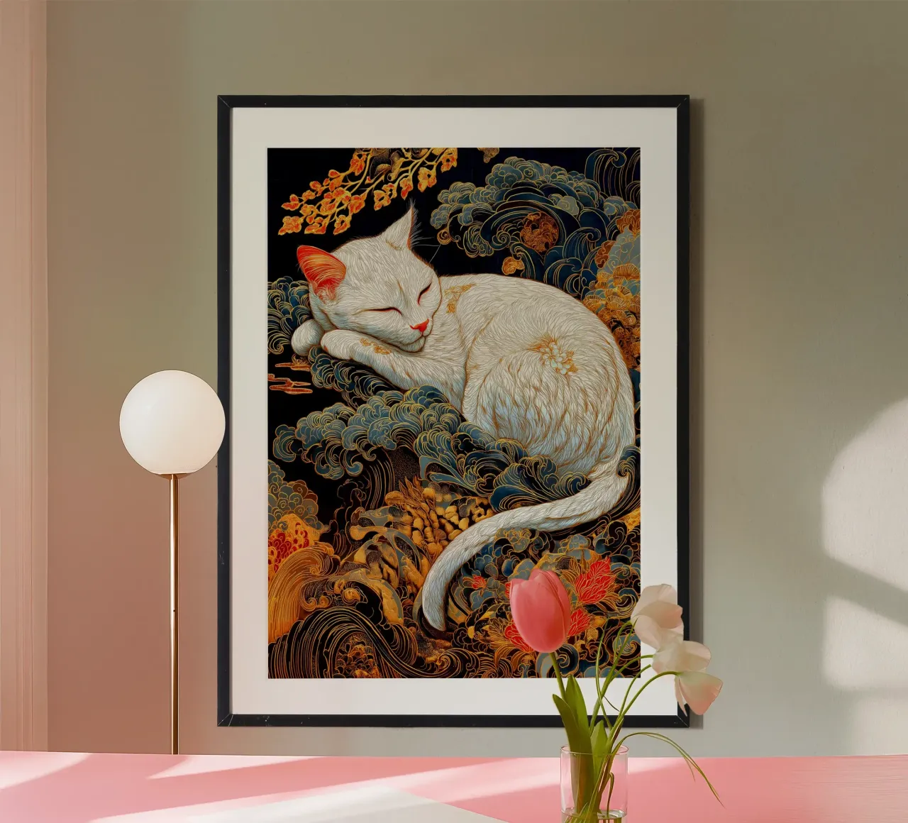 Gatto Ukiyo-e poster con telaio in alluminio da Fleur de Lys