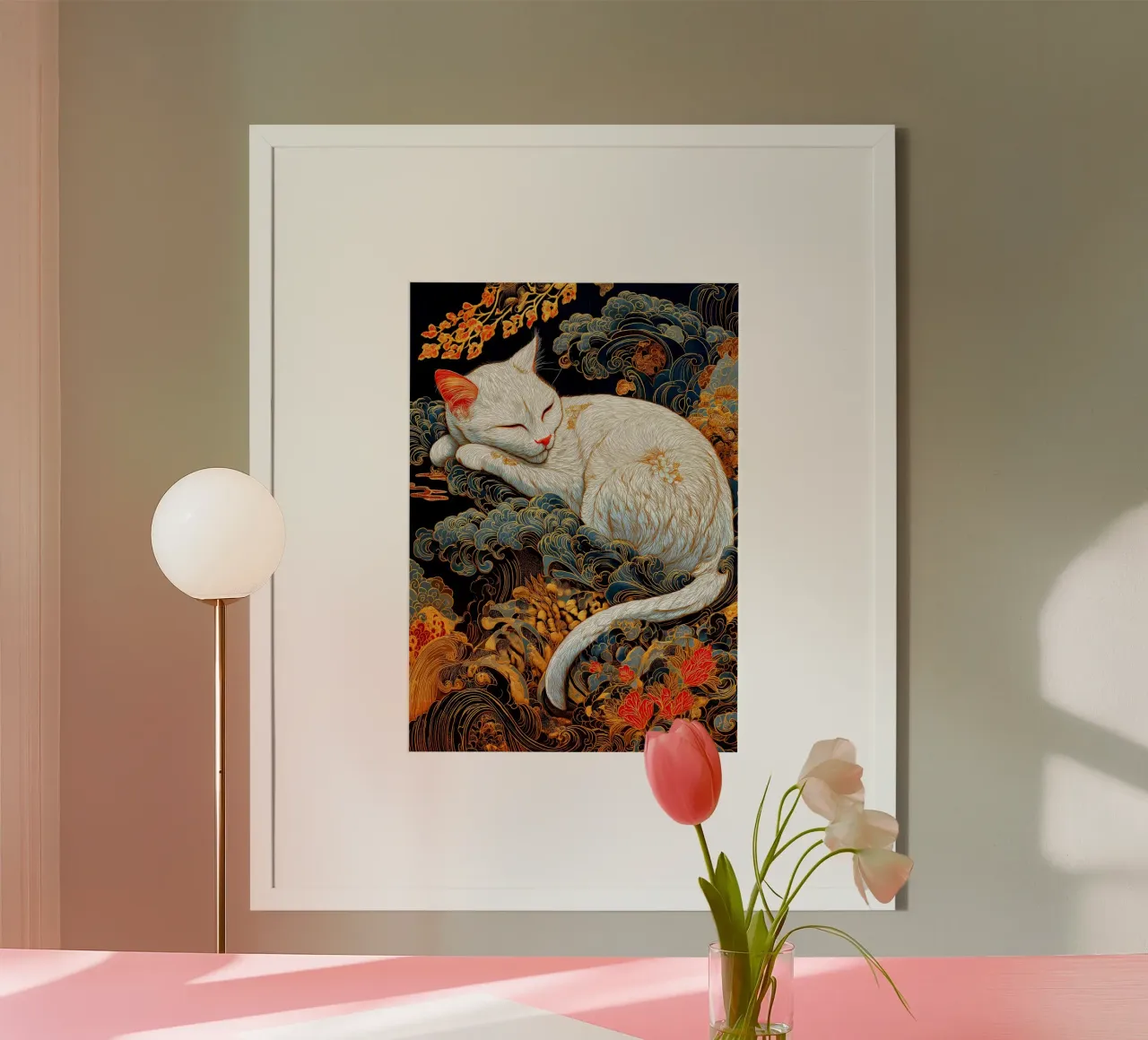 Gatto Ukiyo-e poster con telaio in alluminio da Fleur de Lys