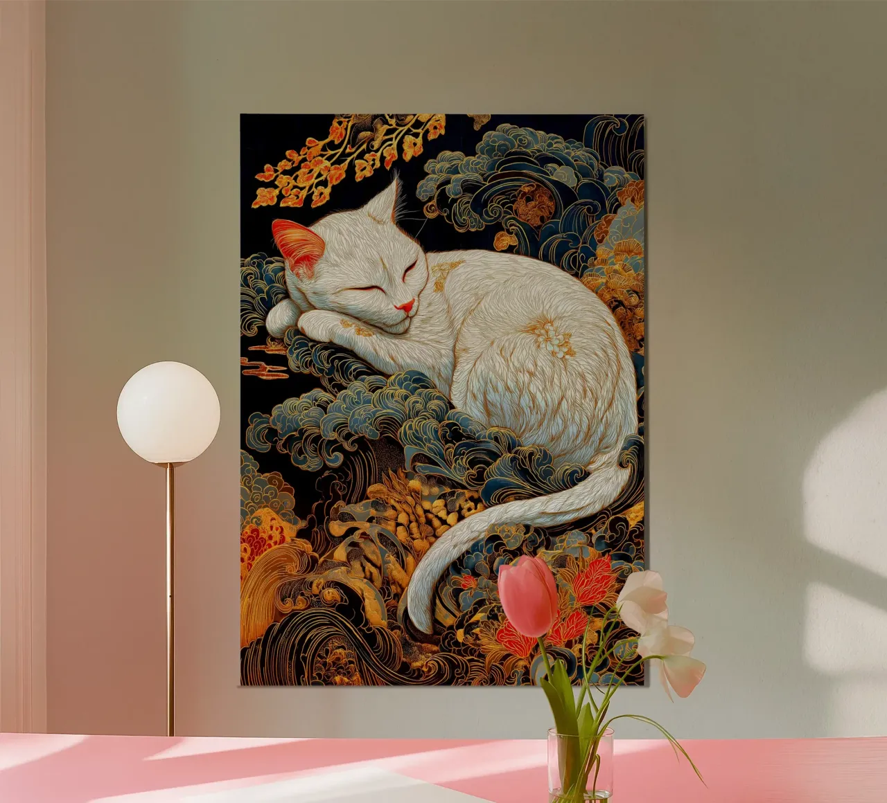 Gatto Ukiyo-e poster con telaio in alluminio da Fleur de Lys