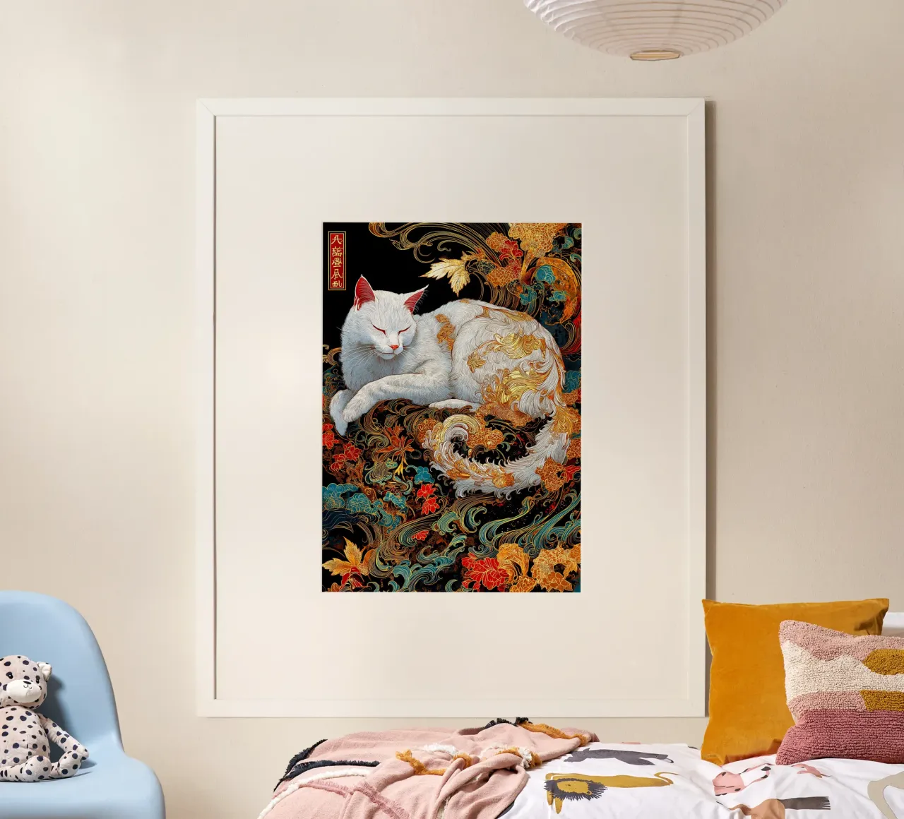 Gatto Ukiyo-e poster con telaio in alluminio da Fleur de Lys