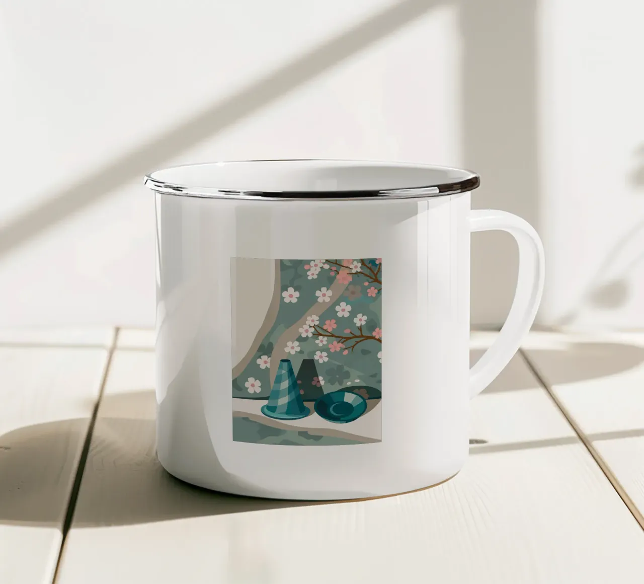 Ramoscello di fiori tazza in smalto da HAPPY SHOP
