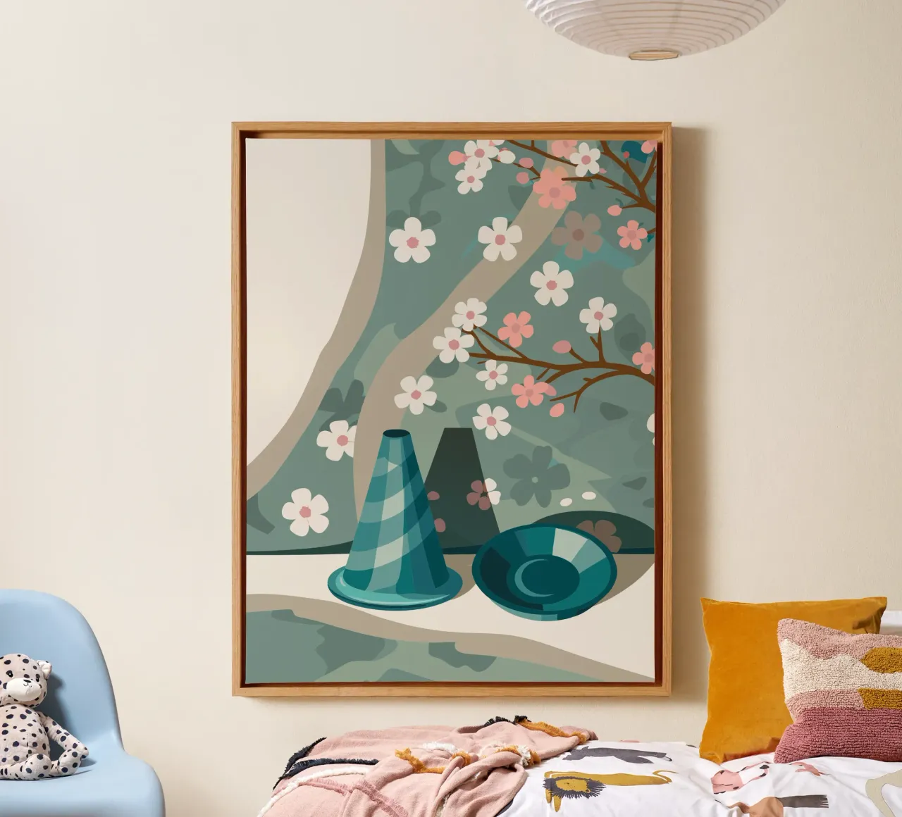 Ramoscello di fiori tela con Cornice a cassetta da HAPPY SHOP