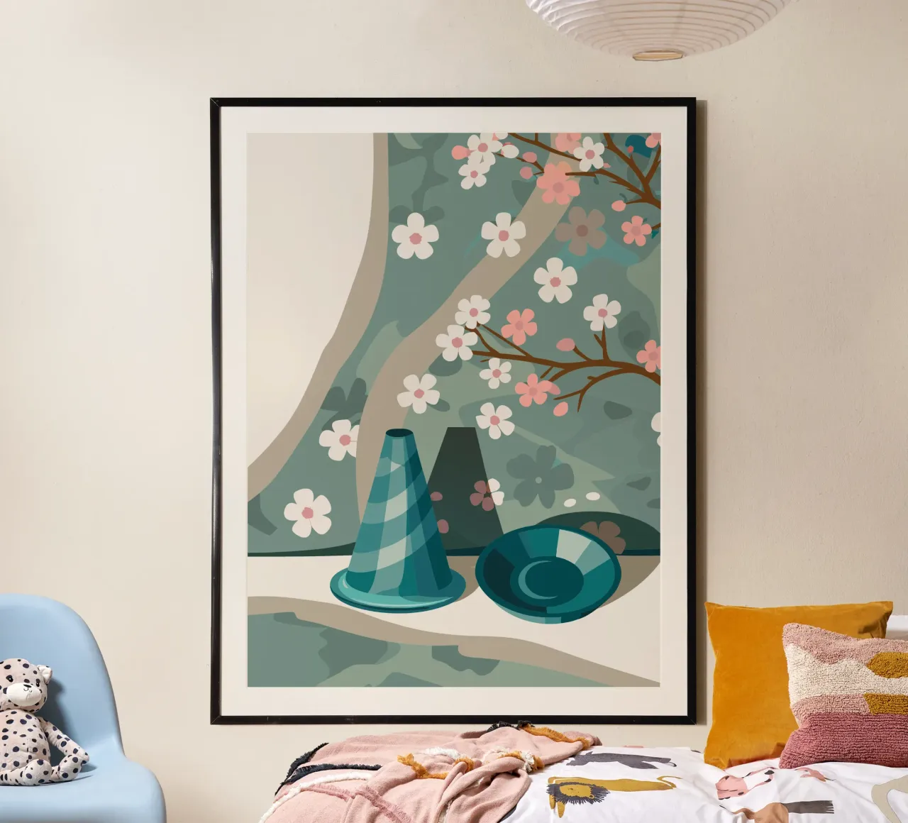 Ramoscello di fiori poster con telaio in alluminio da HAPPY SHOP