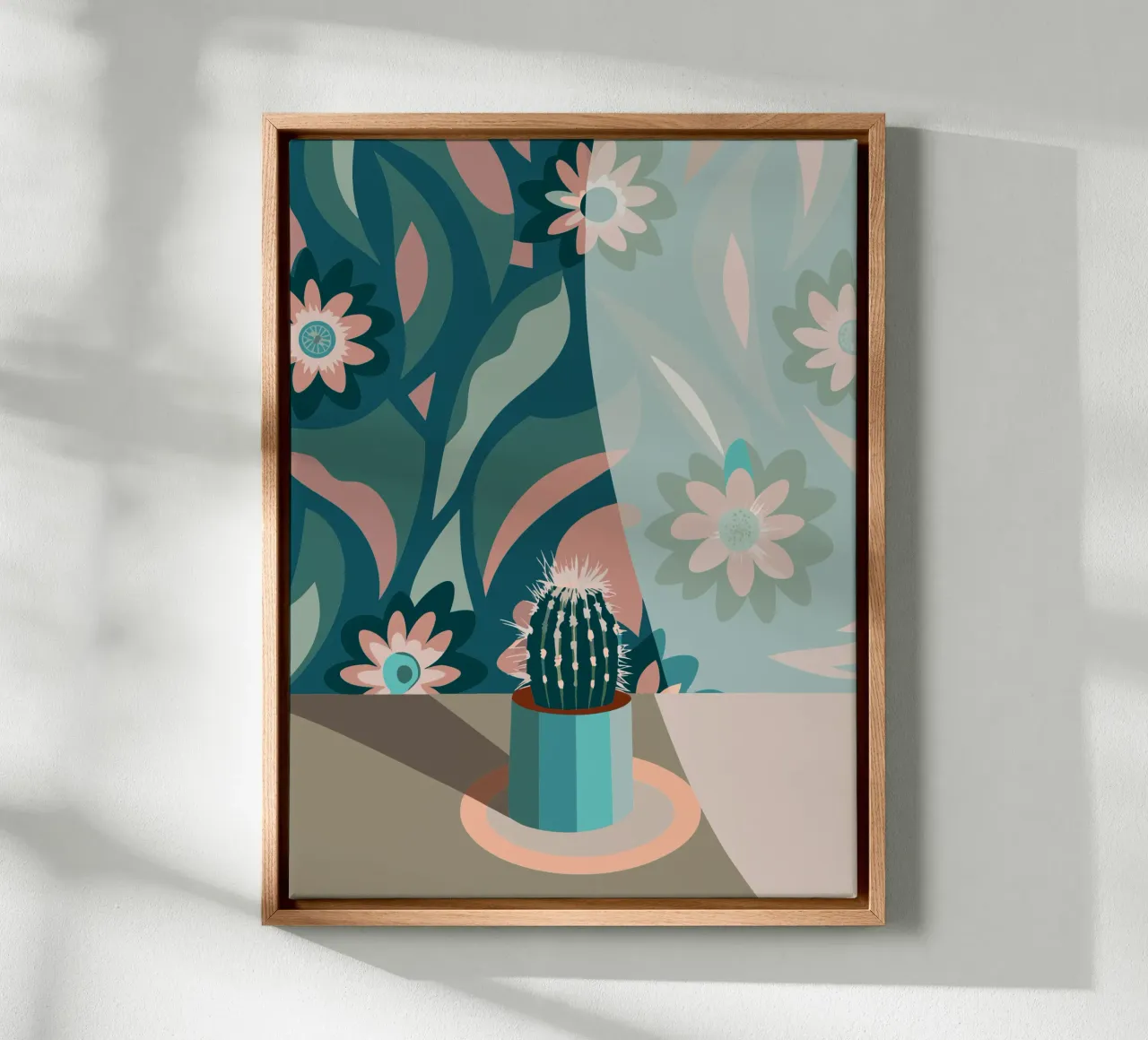 Cactusvaas canvas met Baklijst van HAPPY SHOP
