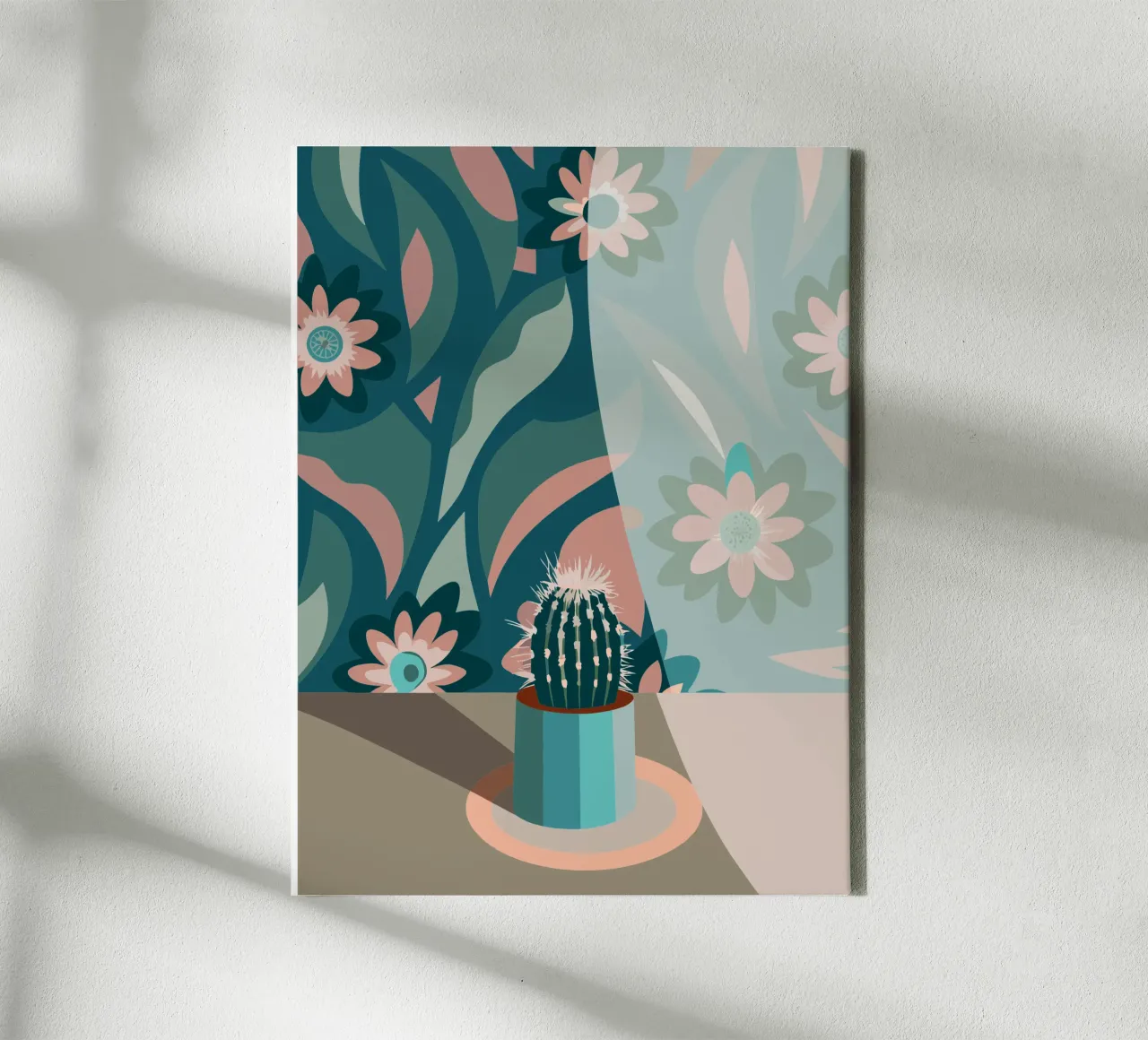 Cactusvaas canvas met Baklijst van HAPPY SHOP
