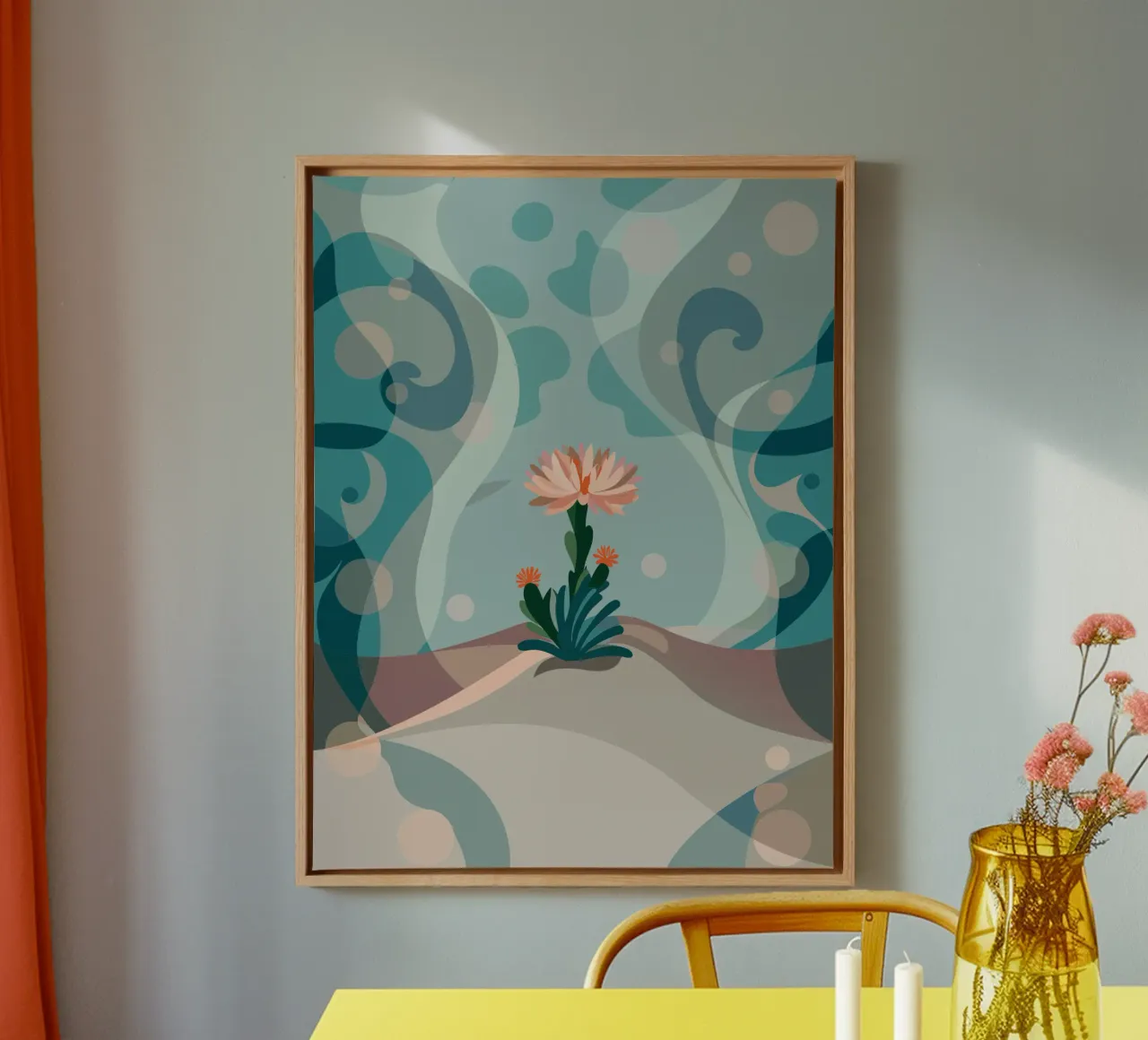 Piante di cactus da fiore tela con Cornice a cassetta da HAPPY SHOP