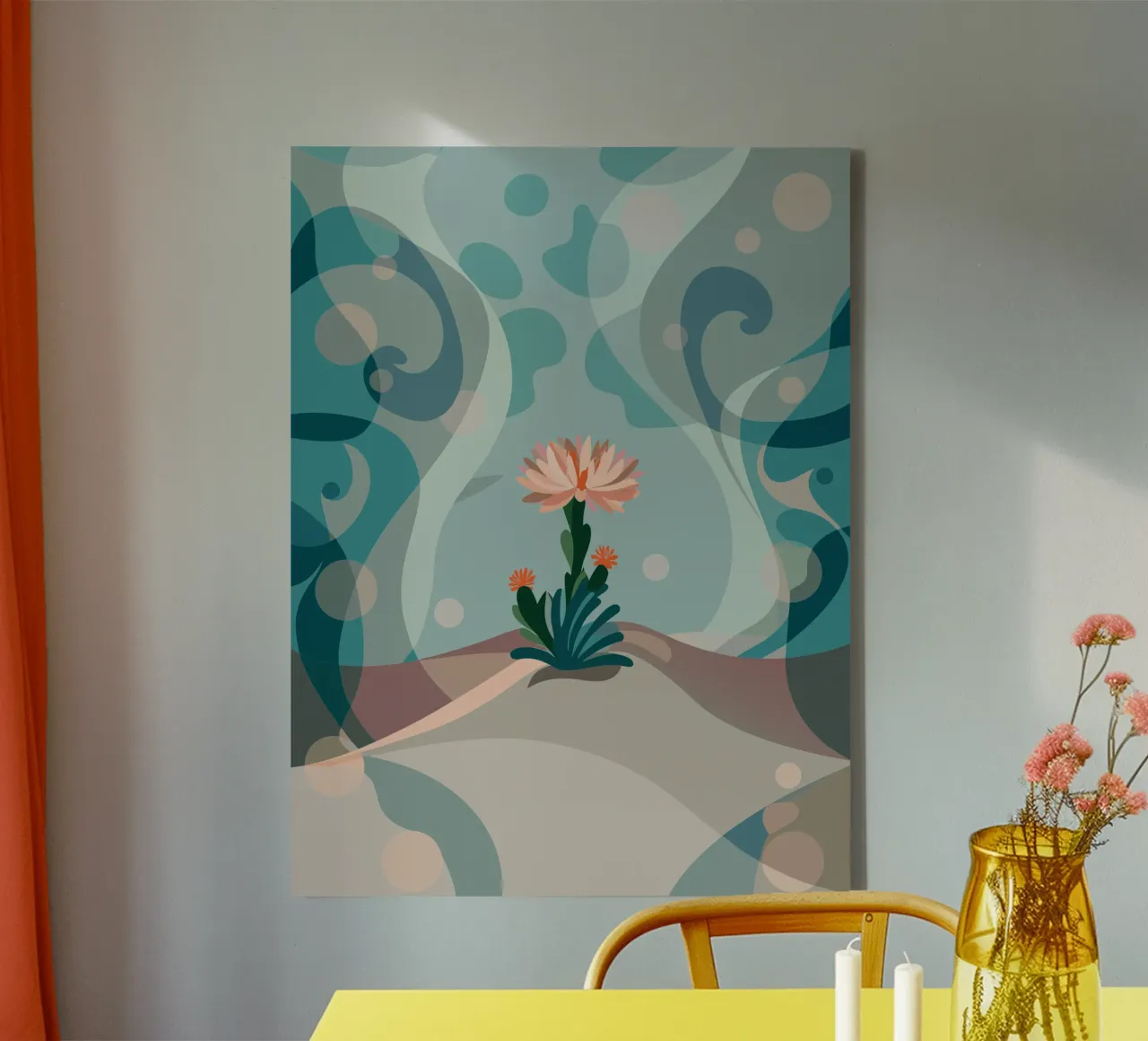 Piante di cactus da fiore tela con Cornice a cassetta da HAPPY SHOP