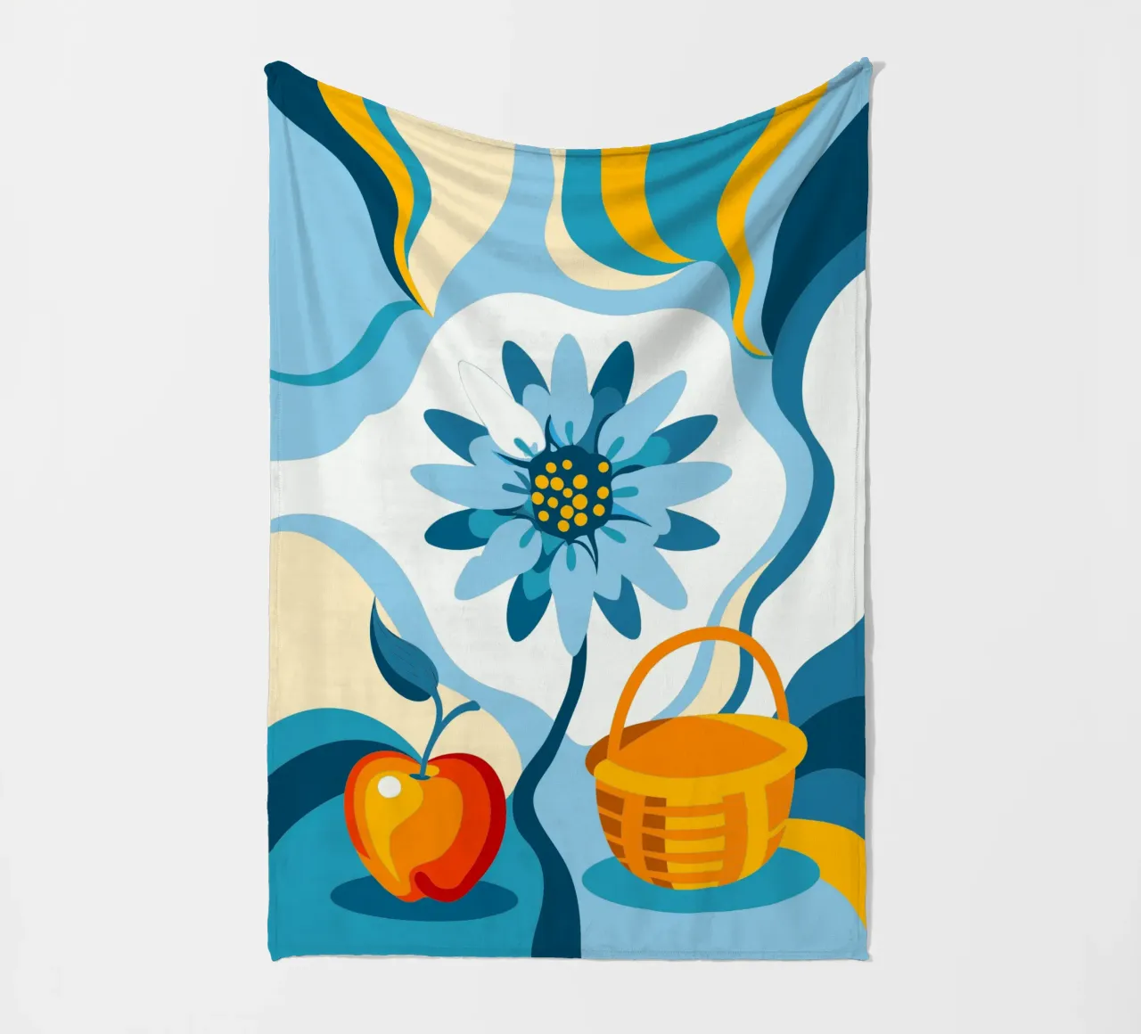 Blumen und Apfel Fleecedecke von HAPPY SHOP