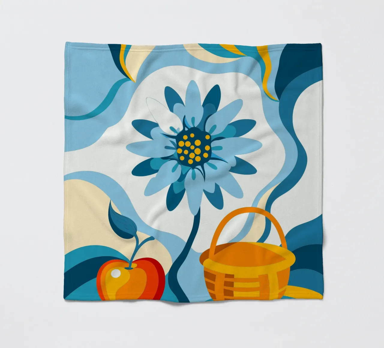 Blumen und Apfel Fleecedecke von HAPPY SHOP
