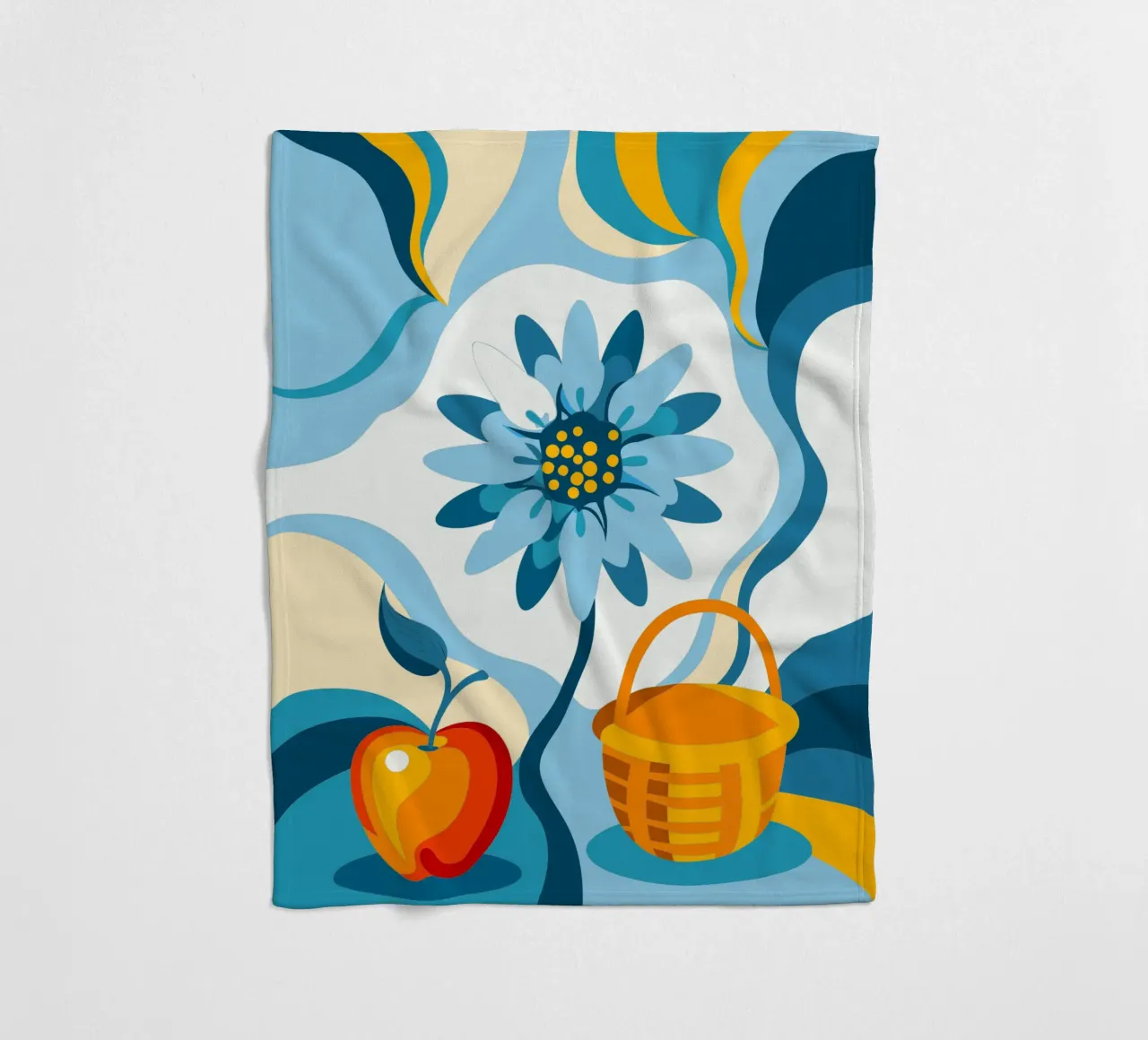 Blumen und Apfel Fleecedecke von HAPPY SHOP