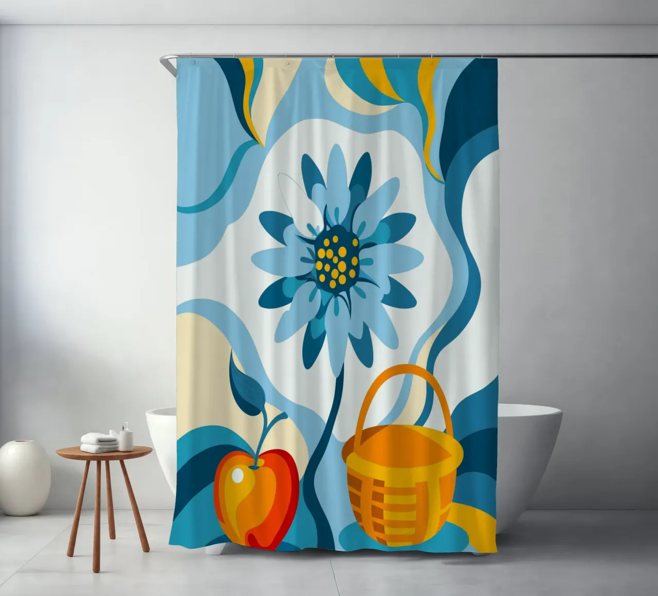 Blumen und Apfel Duschvorhang von HAPPY SHOP