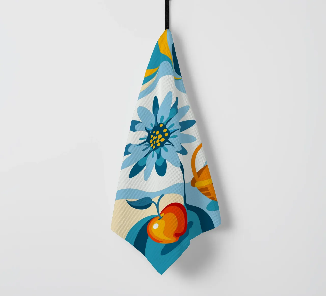 Blumen und Apfel Geschirrtuch von HAPPY SHOP