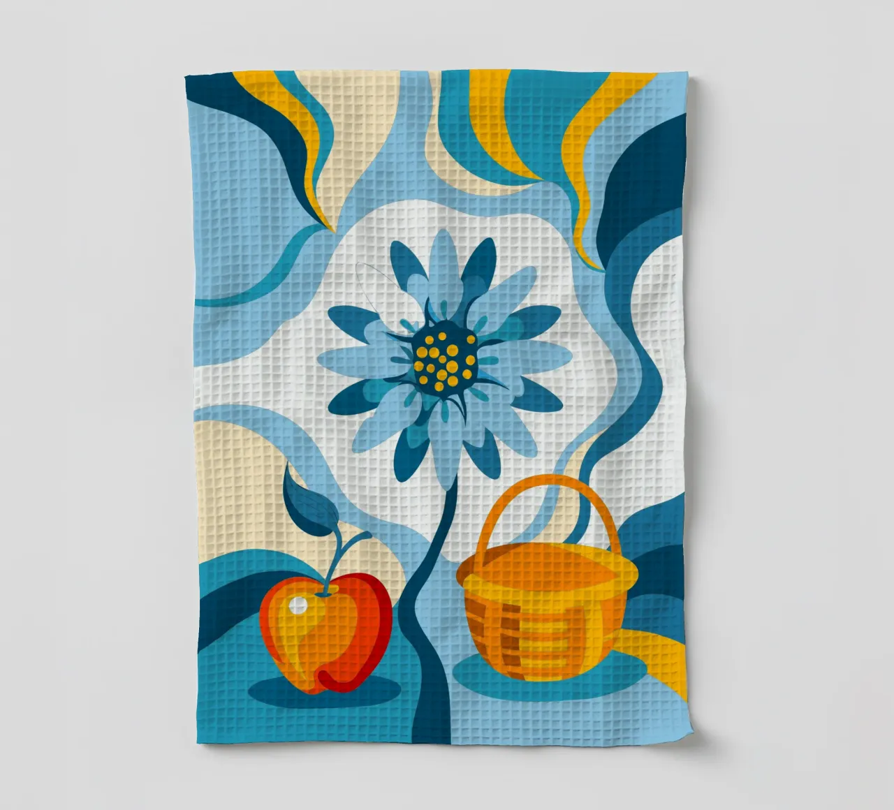Blumen und Apfel Geschirrtuch von HAPPY SHOP