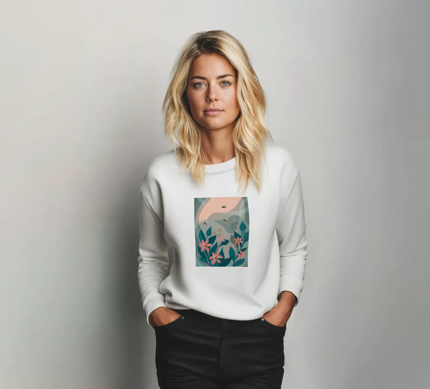Flowers and Bees Sweatshirt von HAPPY SHOP