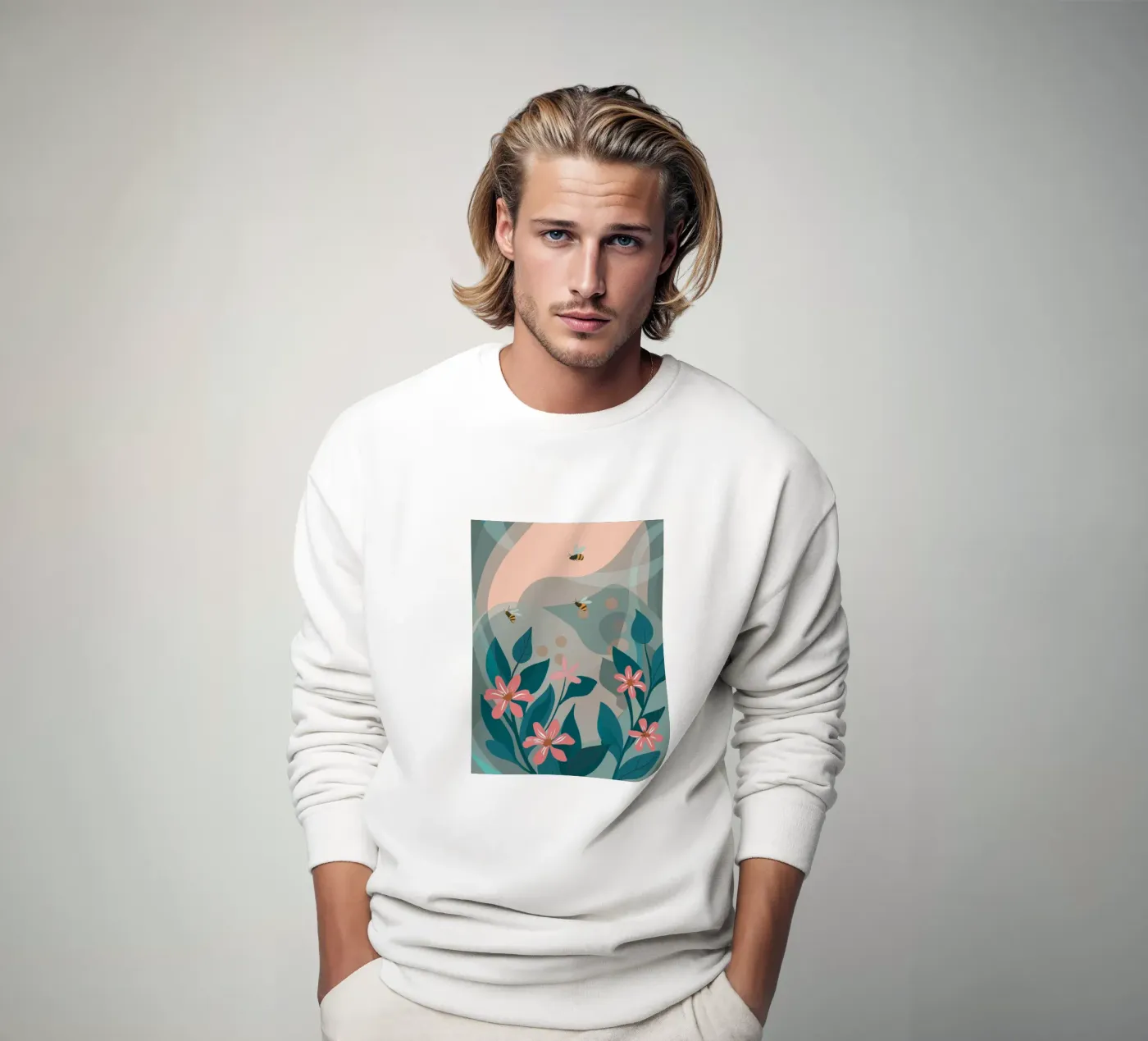 Flowers and Bees Sweatshirt von HAPPY SHOP